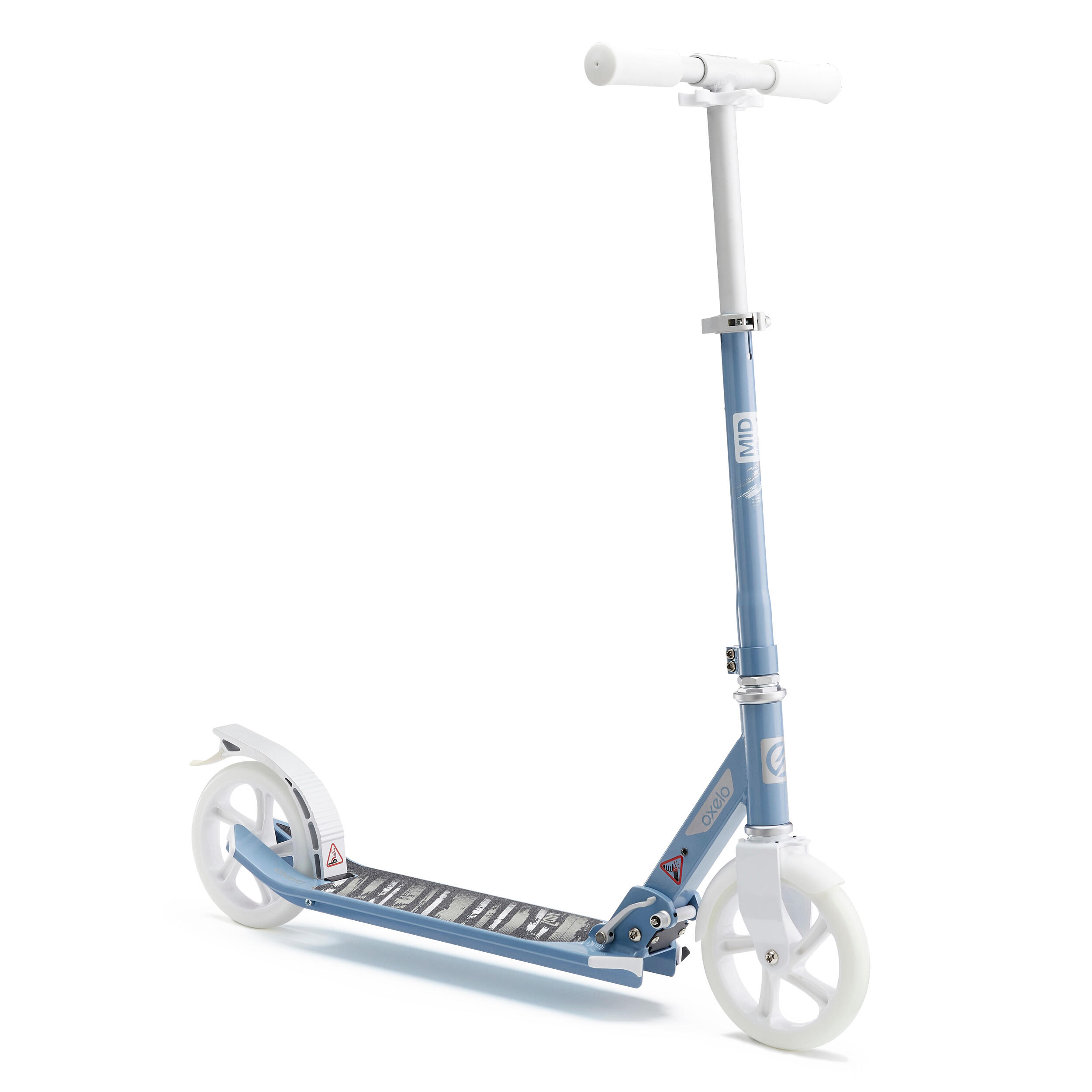 OXELO City Roller Scooter Mid 7 mit StÃ¤nder grau/blau/weiss EINHEITSGRÃ–SSE