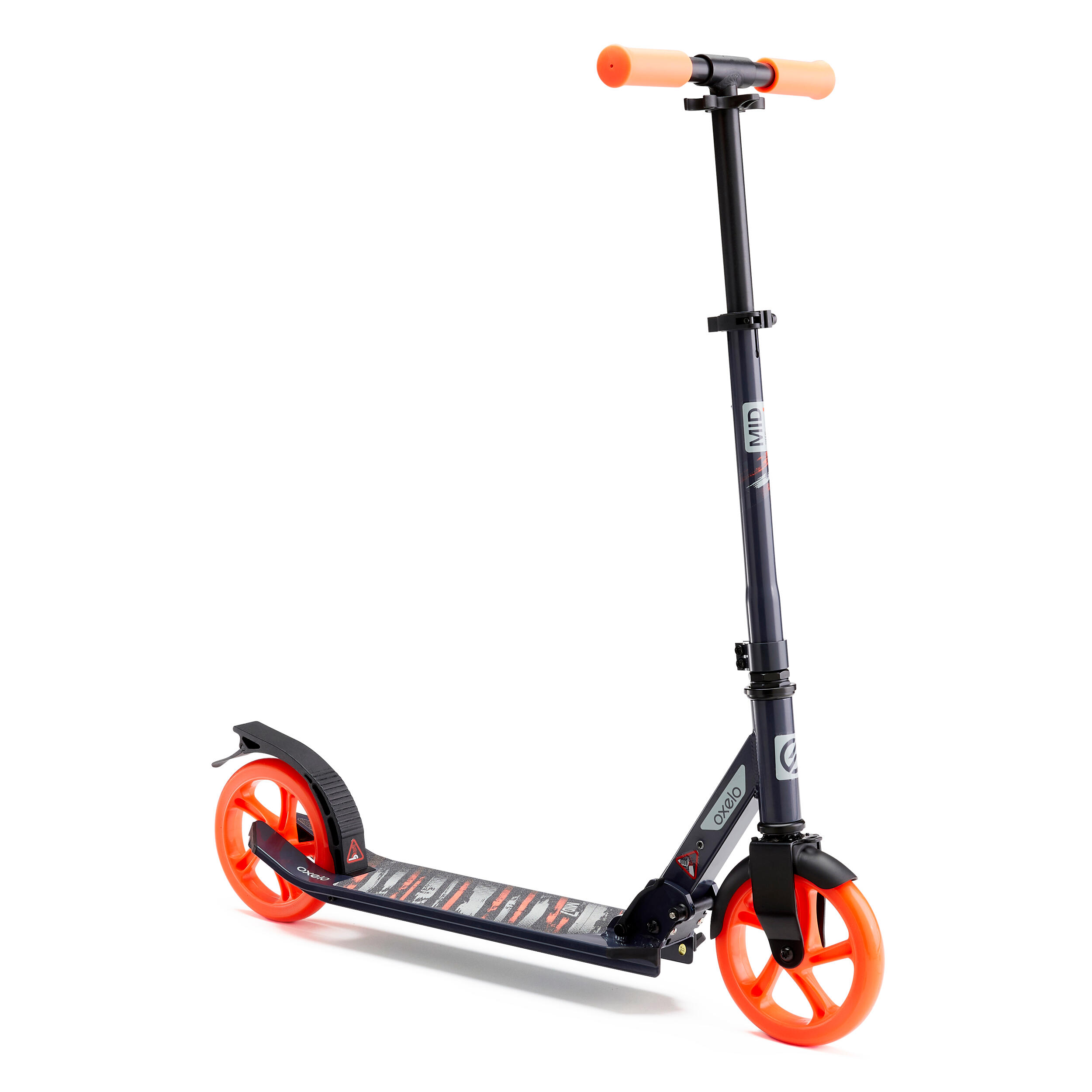 OXELO City Roller Scooter Mid 7 mit Ständer marineblau/orange EINHEITSGRÖSSE