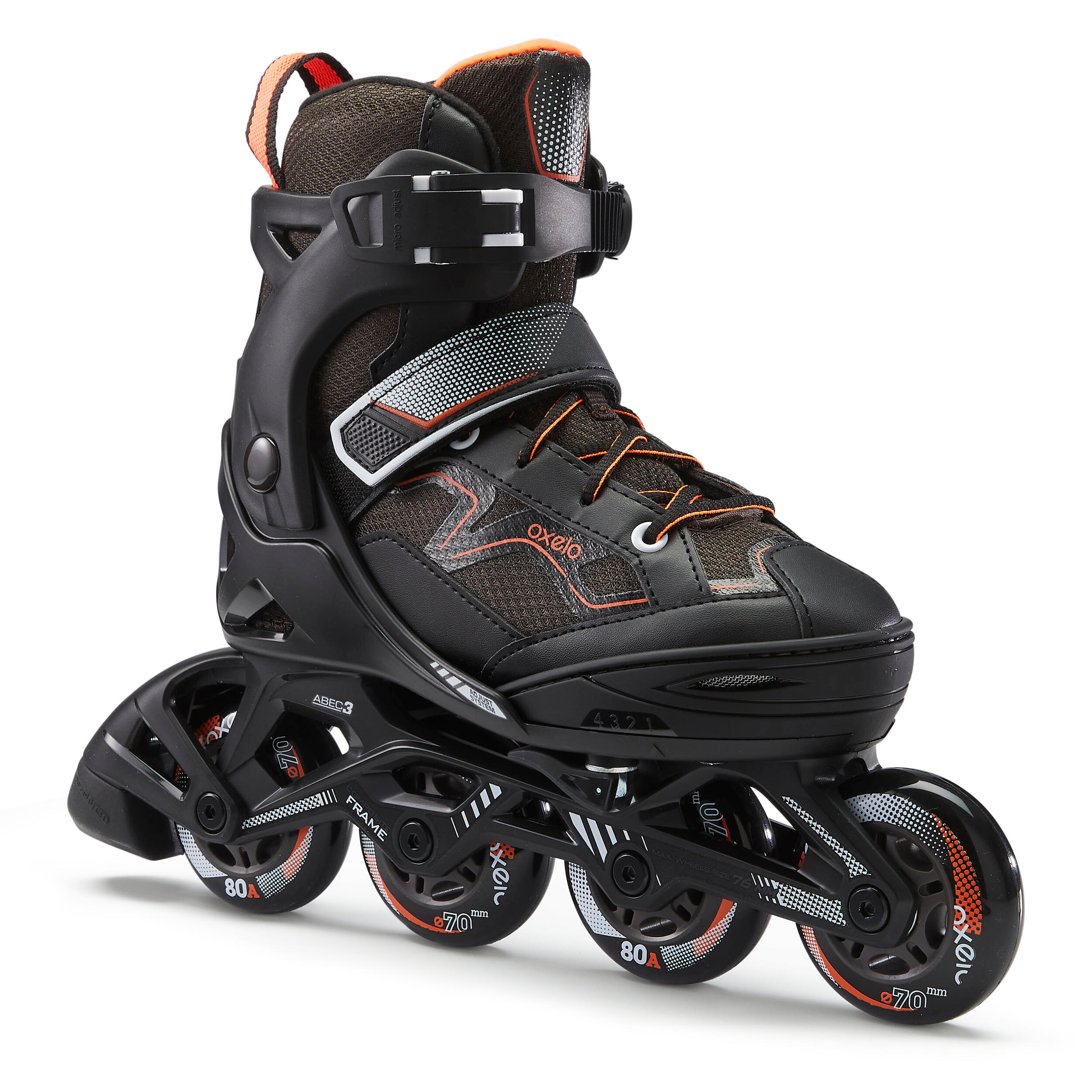 OXELO Inline Skates Inliner Fitness FIT 3 Kinder schwarz/orange 32/35