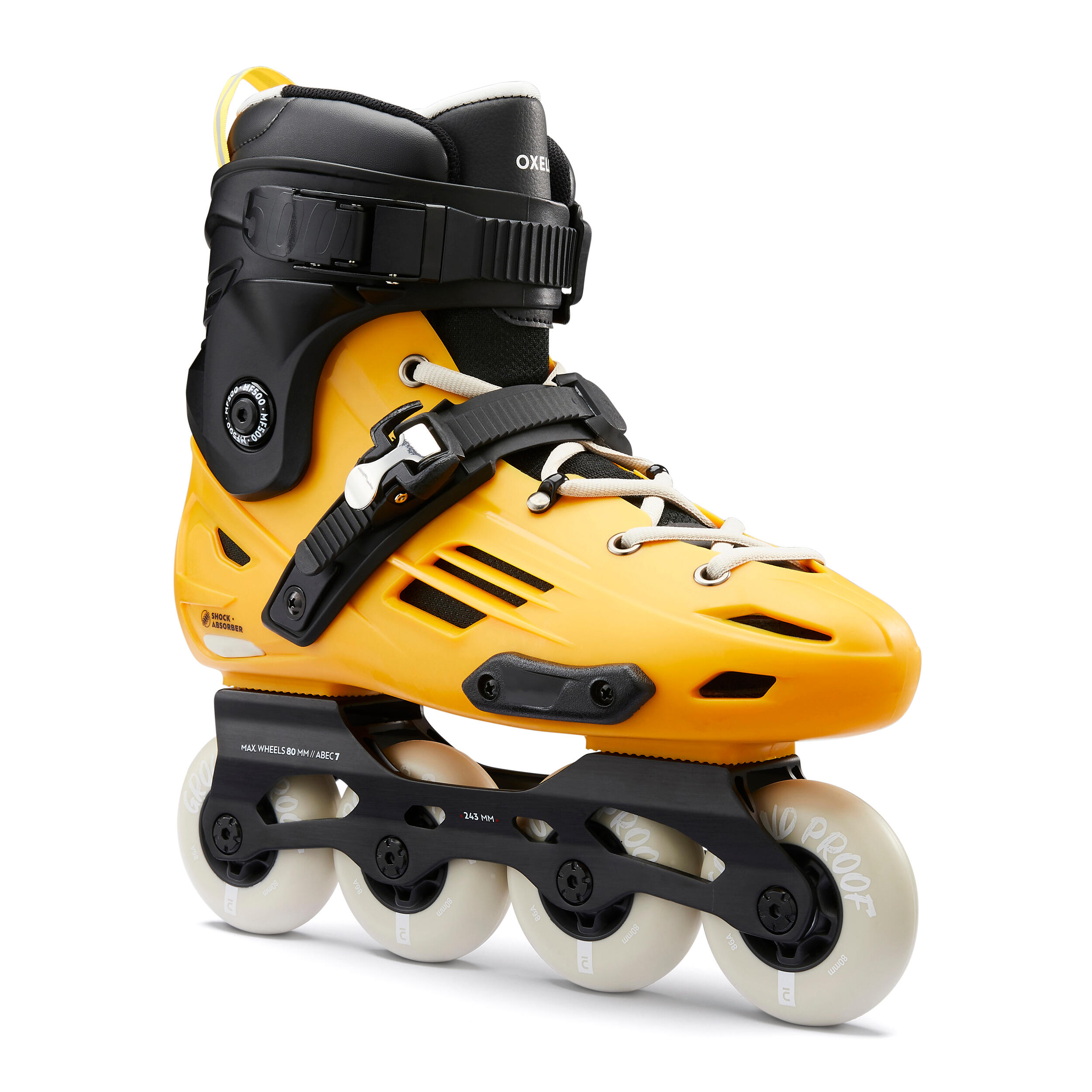 OXELO Inline Skates Inliner Freeride MF500 Erwachsene gelb 40