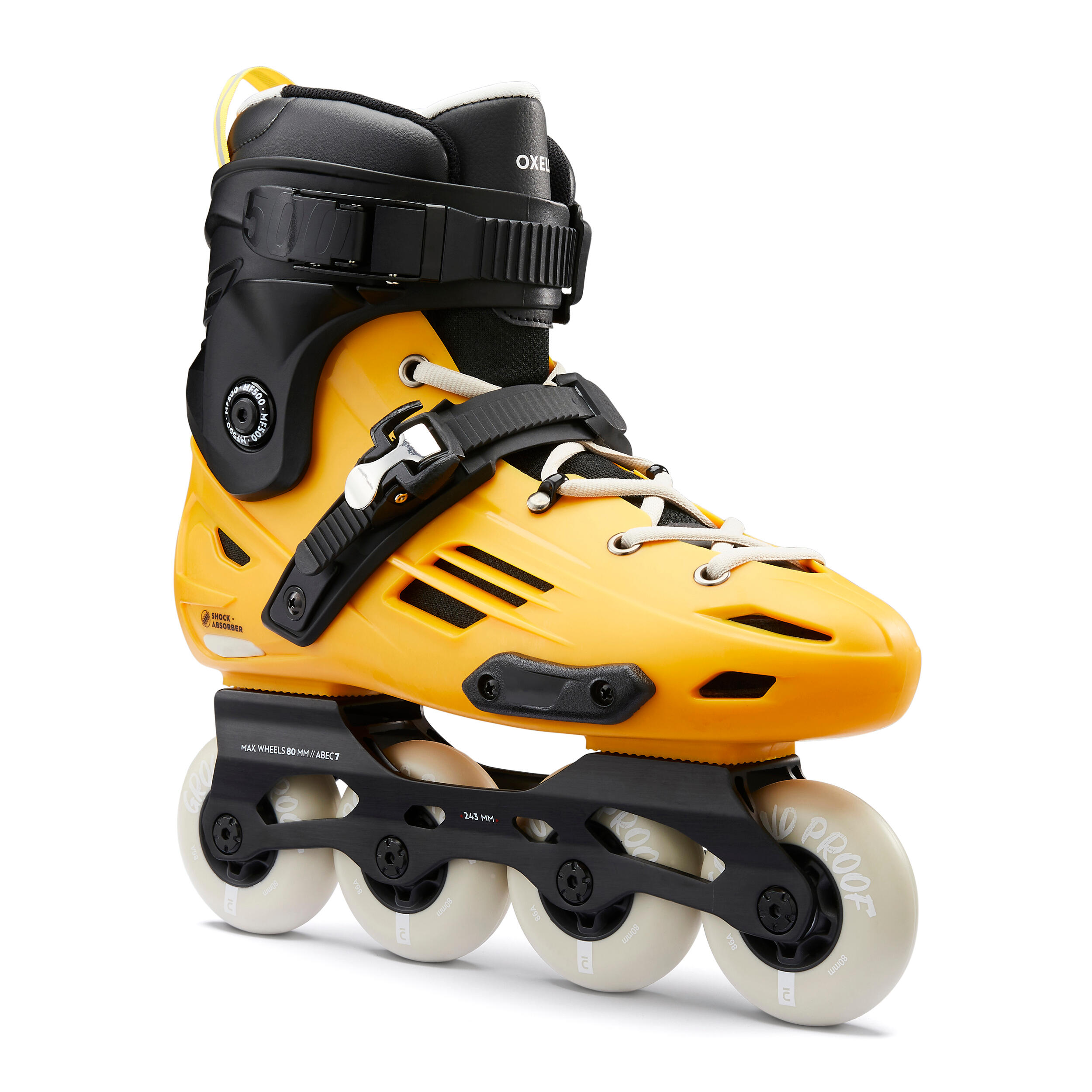 OXELO Inline Skates Inliner Freeride MF500 Erwachsene gelb 39