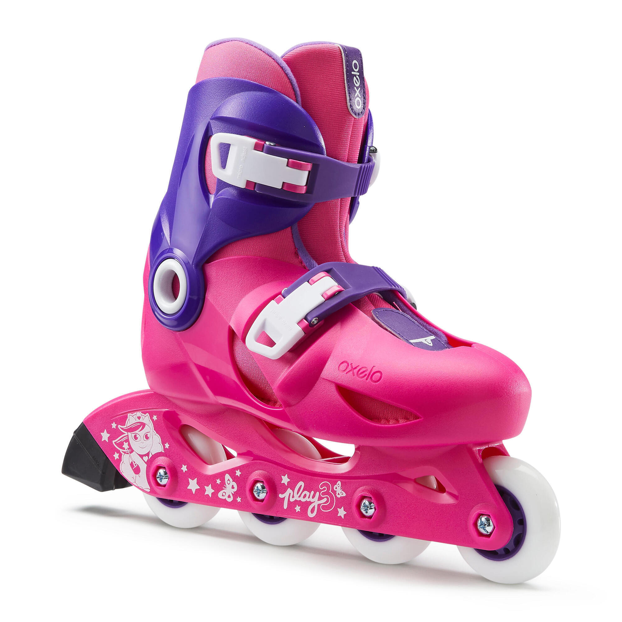 OXELO Inline Skates Inliner Play 3 Kinder rosa/violett 26/28