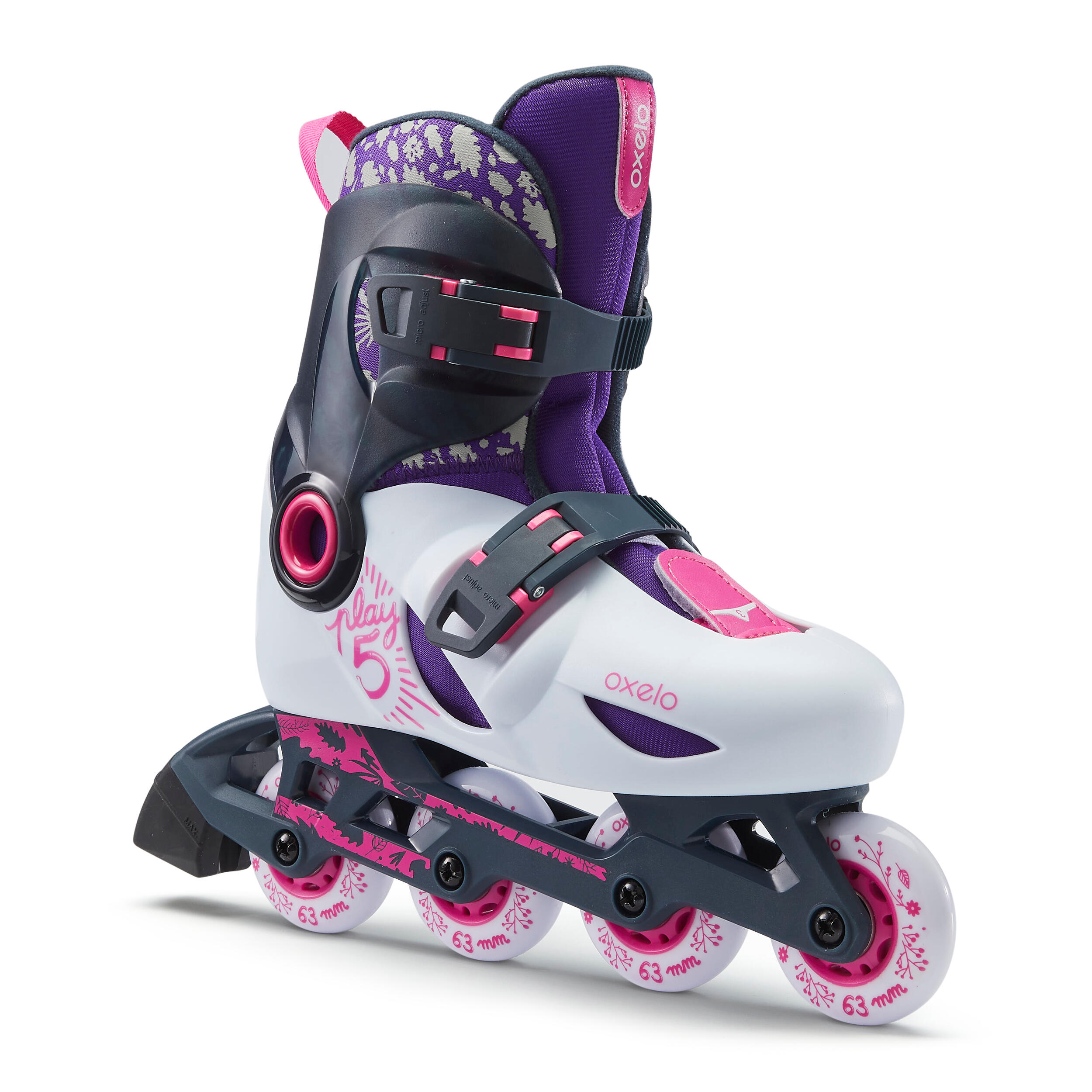 OXELO Inline Skates Inliner Play 5 Kinder hellgrau