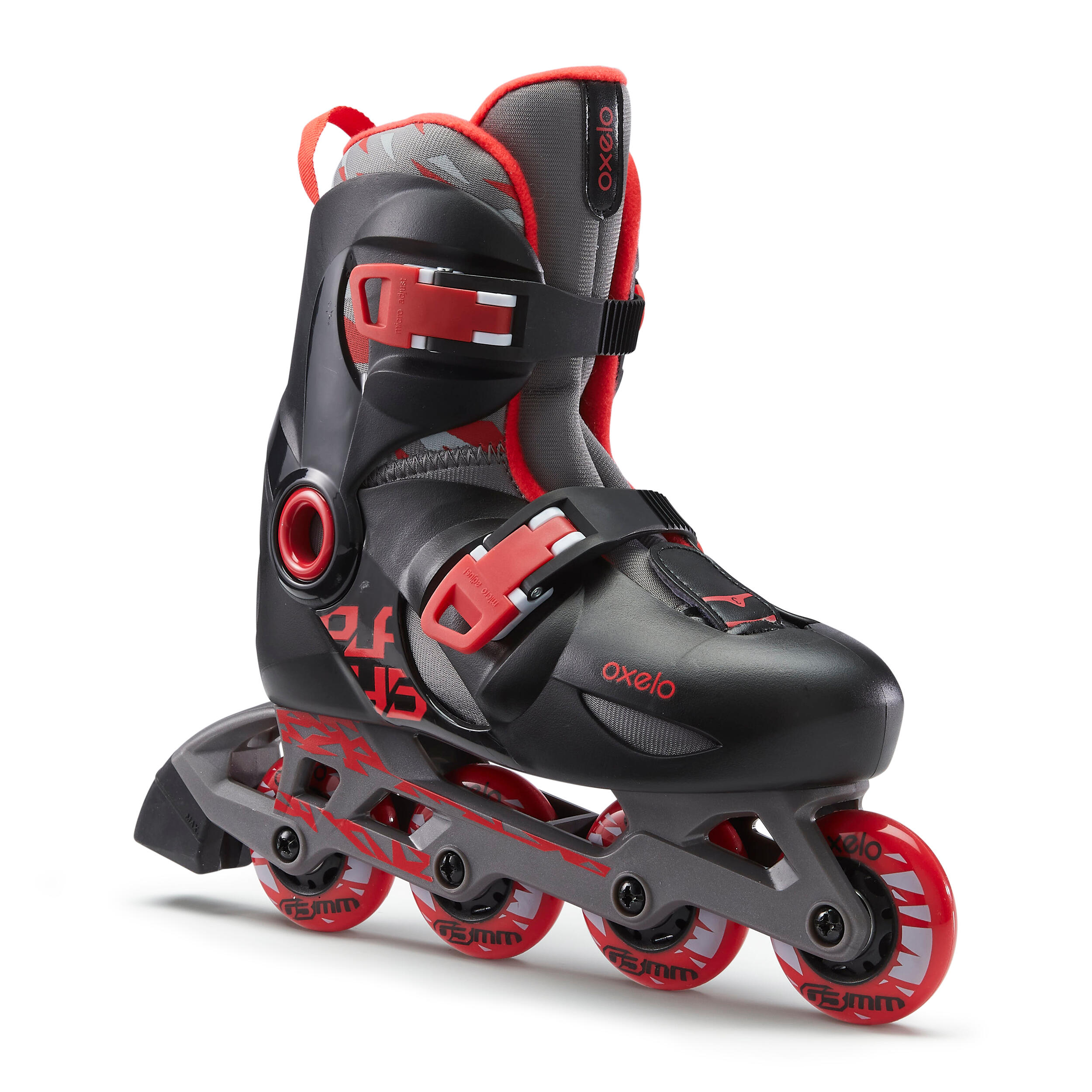 OXELO Inline Skates Inliner Play 5 Kinder schwarz/rot 32/34