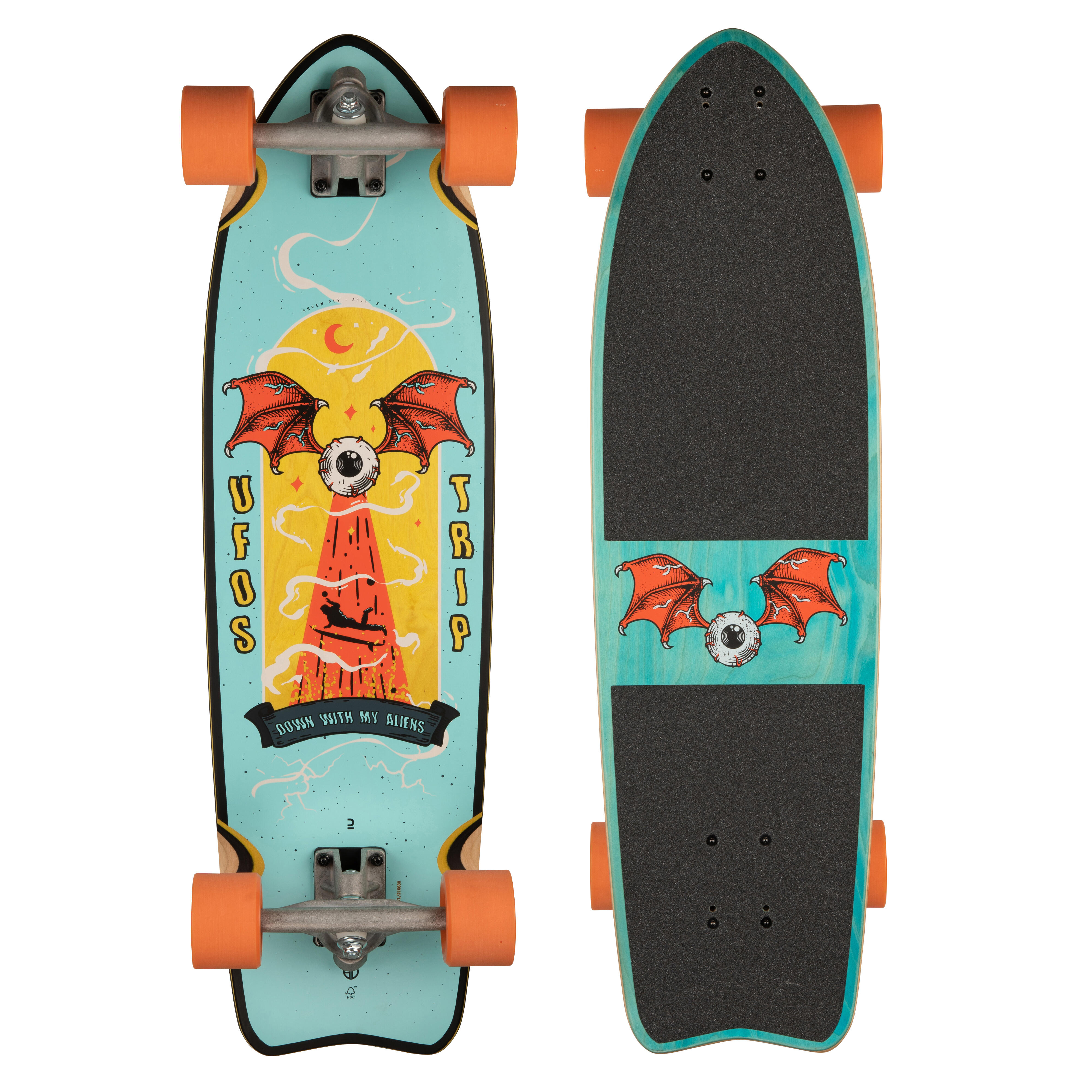 OXELO Longboard Fish 500 150mm Ufo Trip EINHEITSGRÃ–SSE