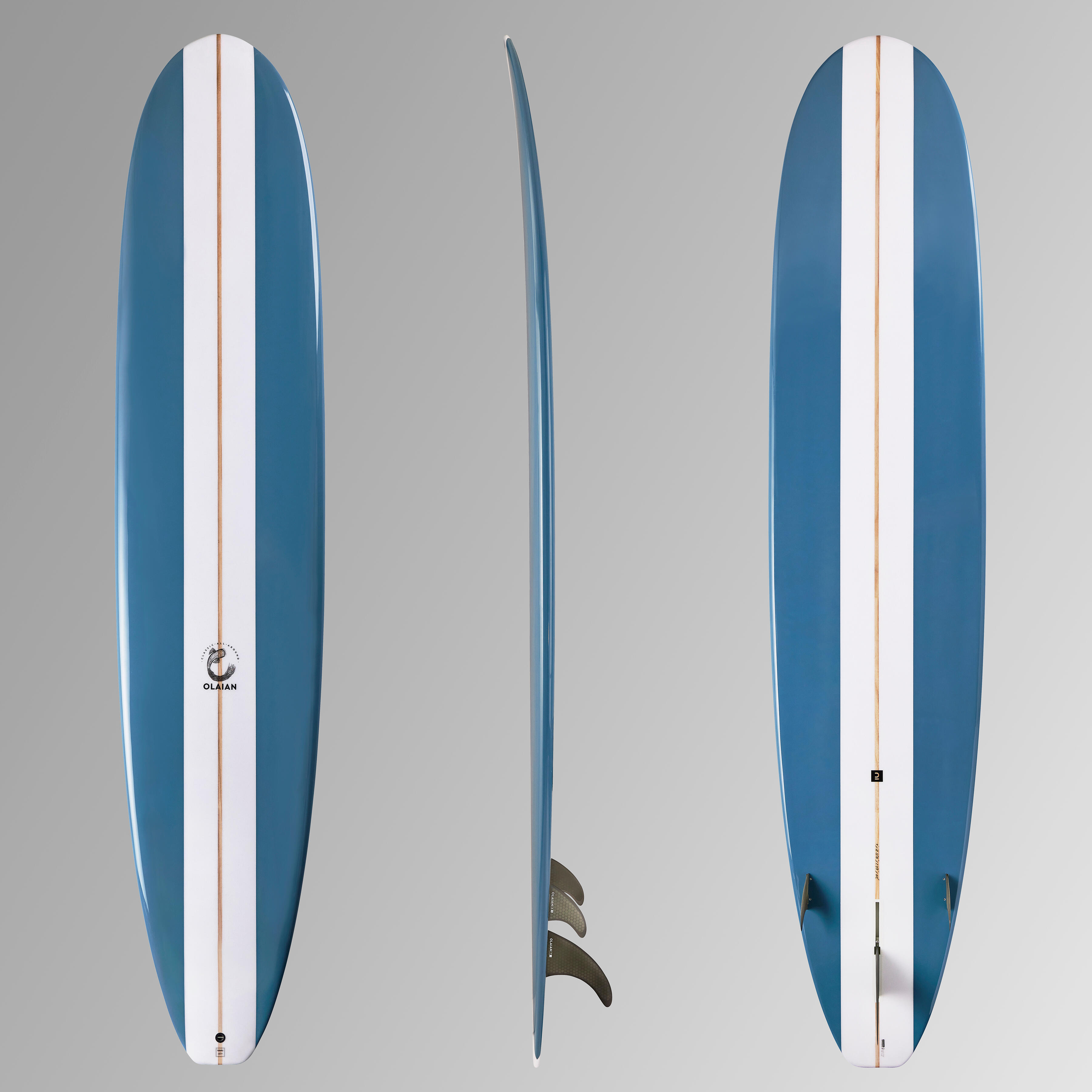 OLAIAN Longboard Surfen 9' 67 L - 900 inkl. 2+1 Zentralfinne 8 Zoll EINHEITSGRÖSSE