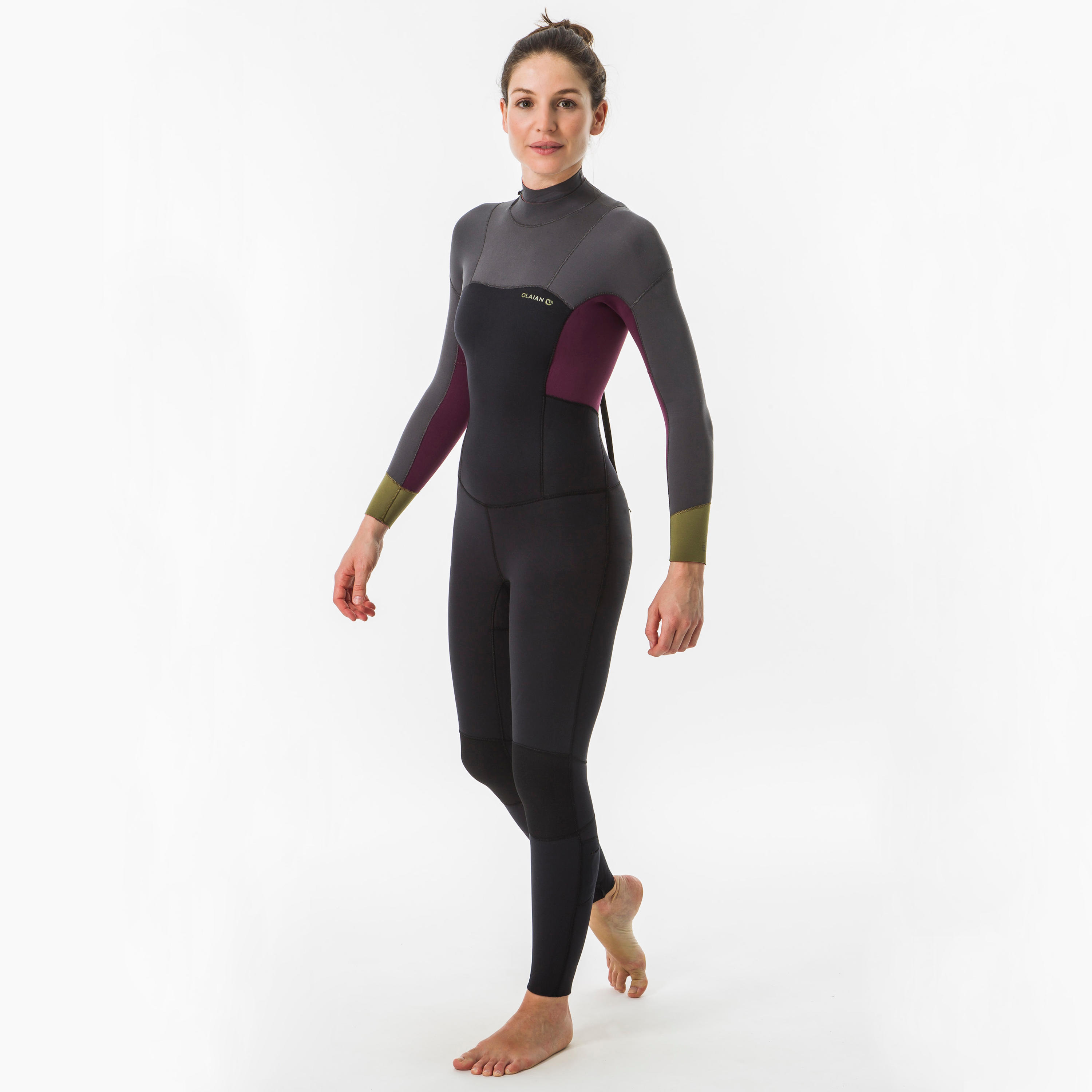 OLAIAN Neoprenanzug Surfen 500 4/3 mm Damen schwarz/grau M