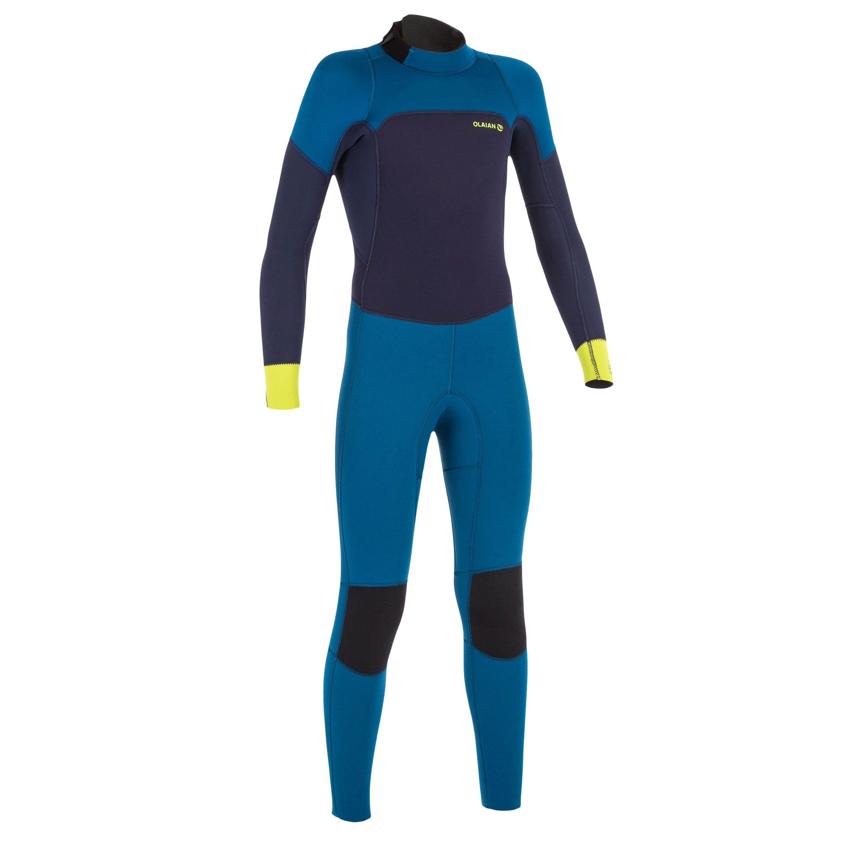 OLAIAN Neoprenanzug Surfen 500 4/3Â mm Kinder blau/gelb Gr. 128  - 8 Jahre