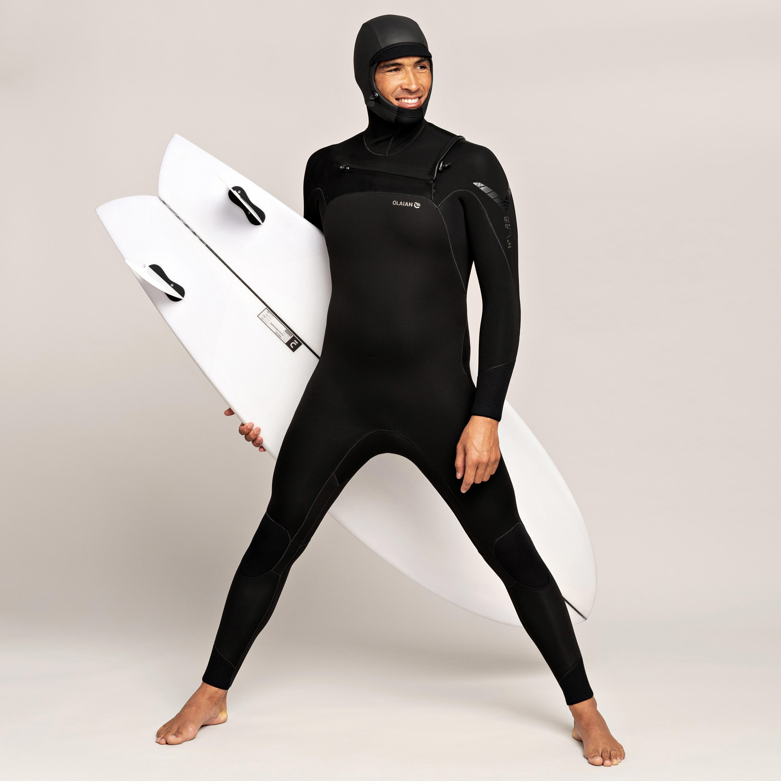 OLAIAN Neoprenanzug Surfen Herren 5/4 mm mit Kopfhaube - Surf 900 XS