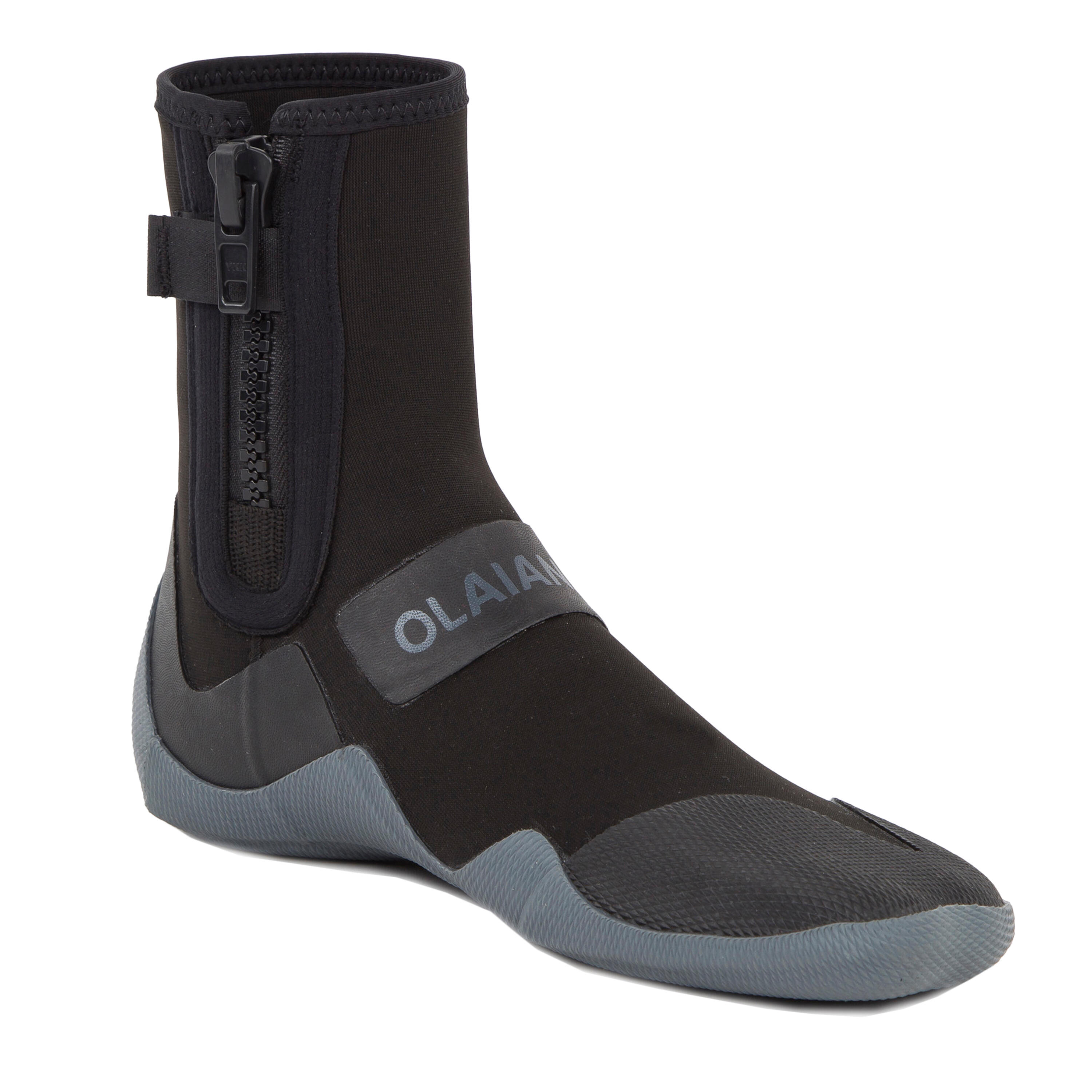 OLAIAN Neoprenschuhe Surfen 500 3 mm hoch mit Reißverschluss schwarz 29