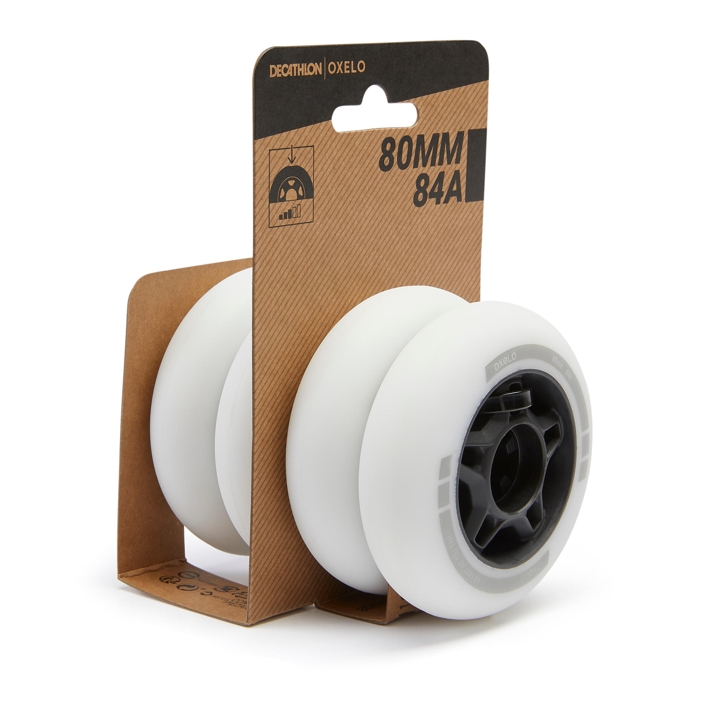 OXELO Rollen Fitness Inliner FIT 80 mm 84A 4 Stück weiss EINHEITSGRÖSSE