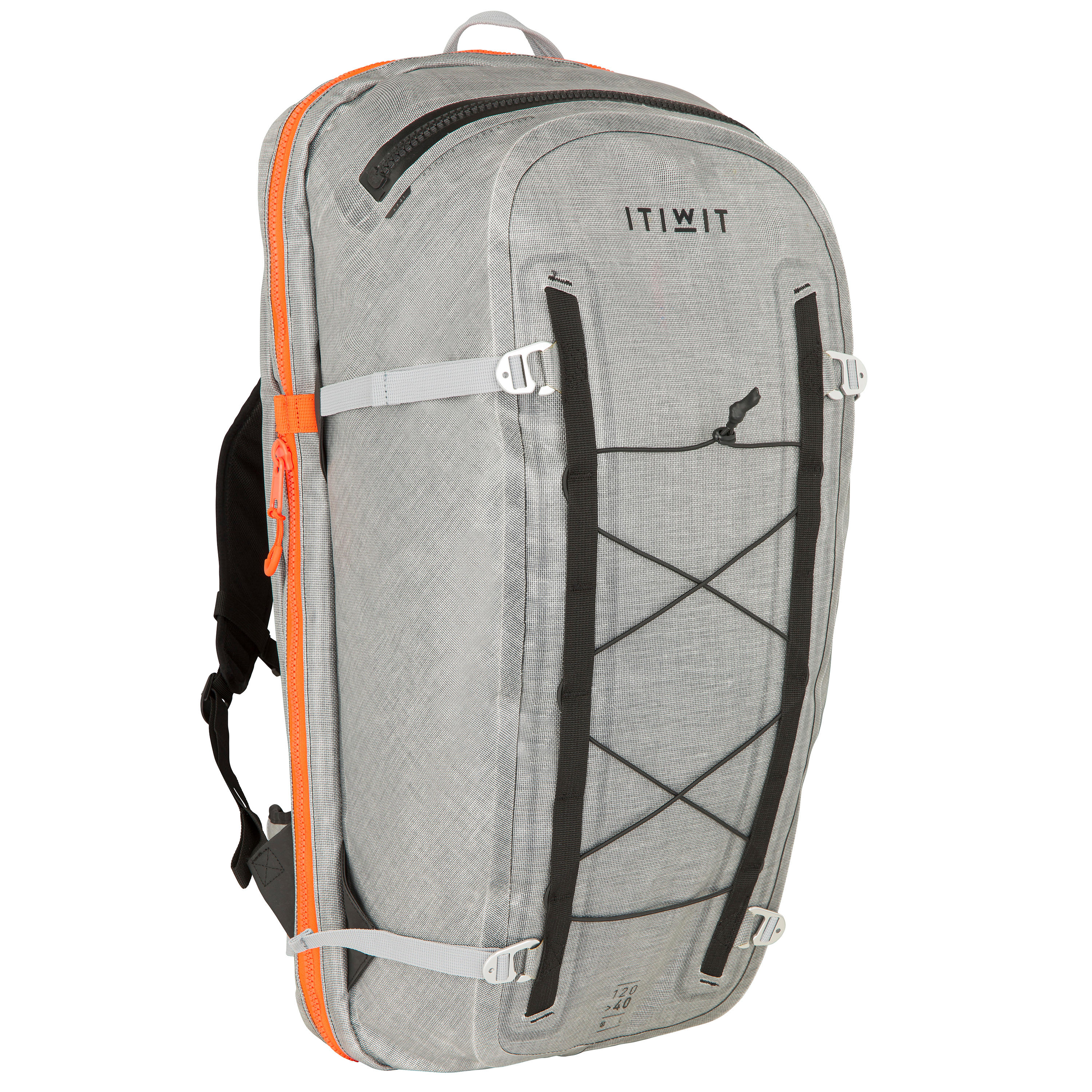 ITIWIT Rucksack wasserfest IPX7 wandlungsfähig 120|40 L Stand Up Paddle grau EINHEITSGRÖSSE