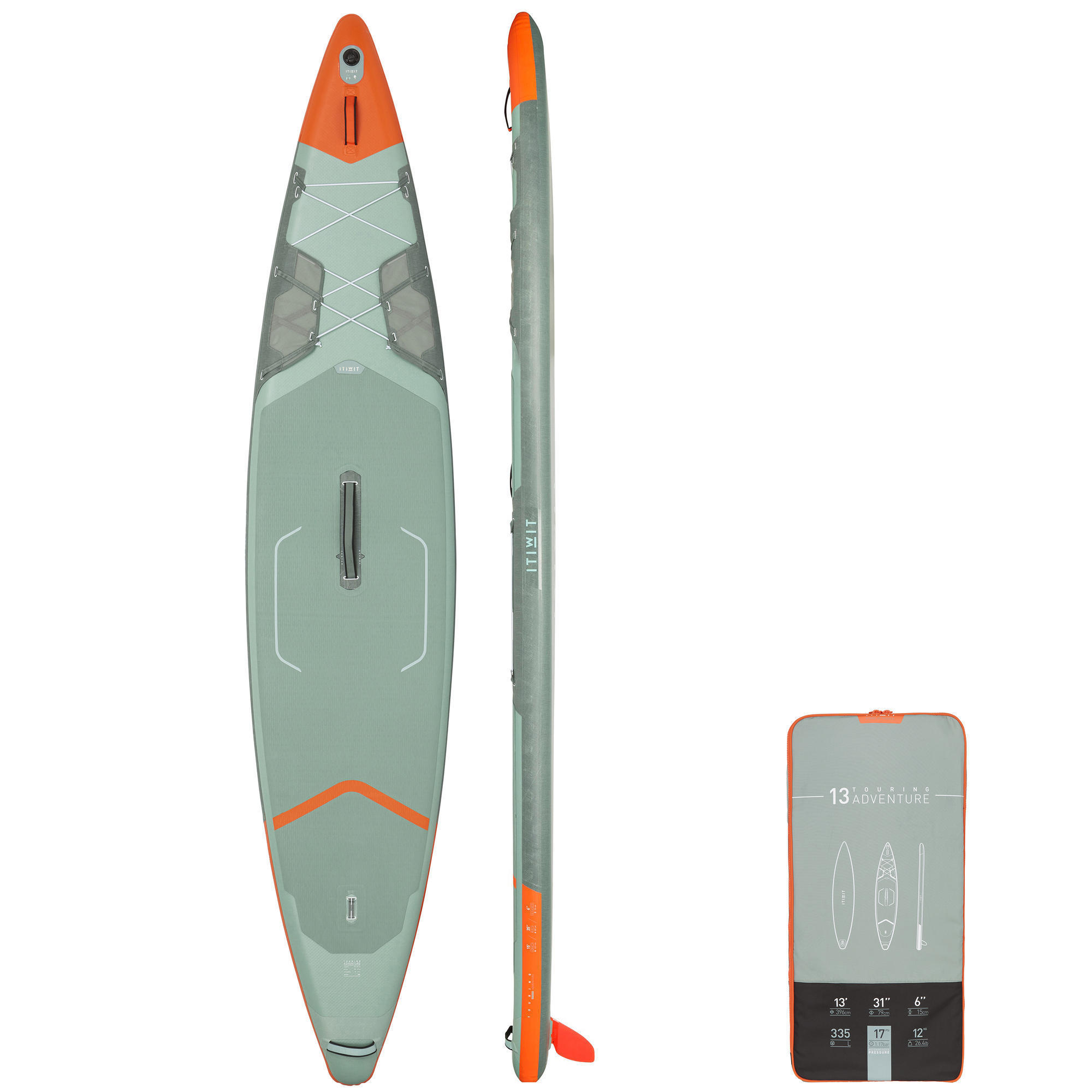 ITIWIT SUP-Board Stand Up Paddle aufblasbar 13´ - X500 Touring Dropstitch grün EINHEITSGRÖSSE