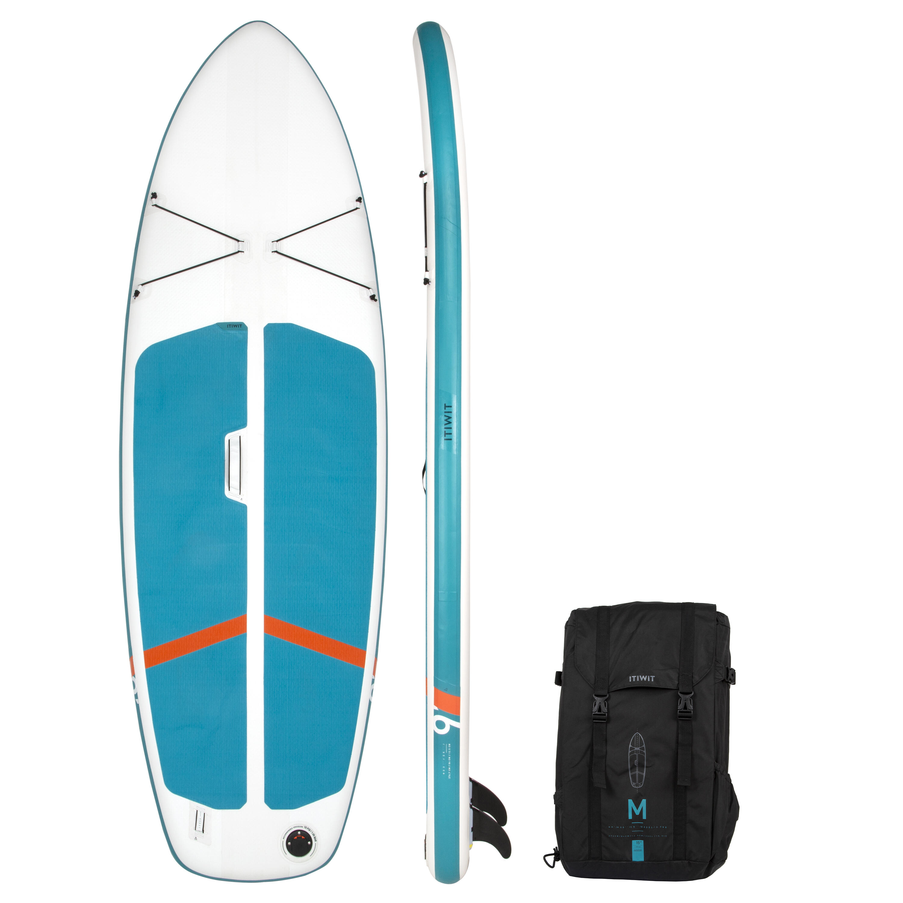 ITIWIT SUP-Board Stand Up Paddle aufblasbar Compact Gr. M Einsteiger – weiss/grün EINHEITSGRÖSSE