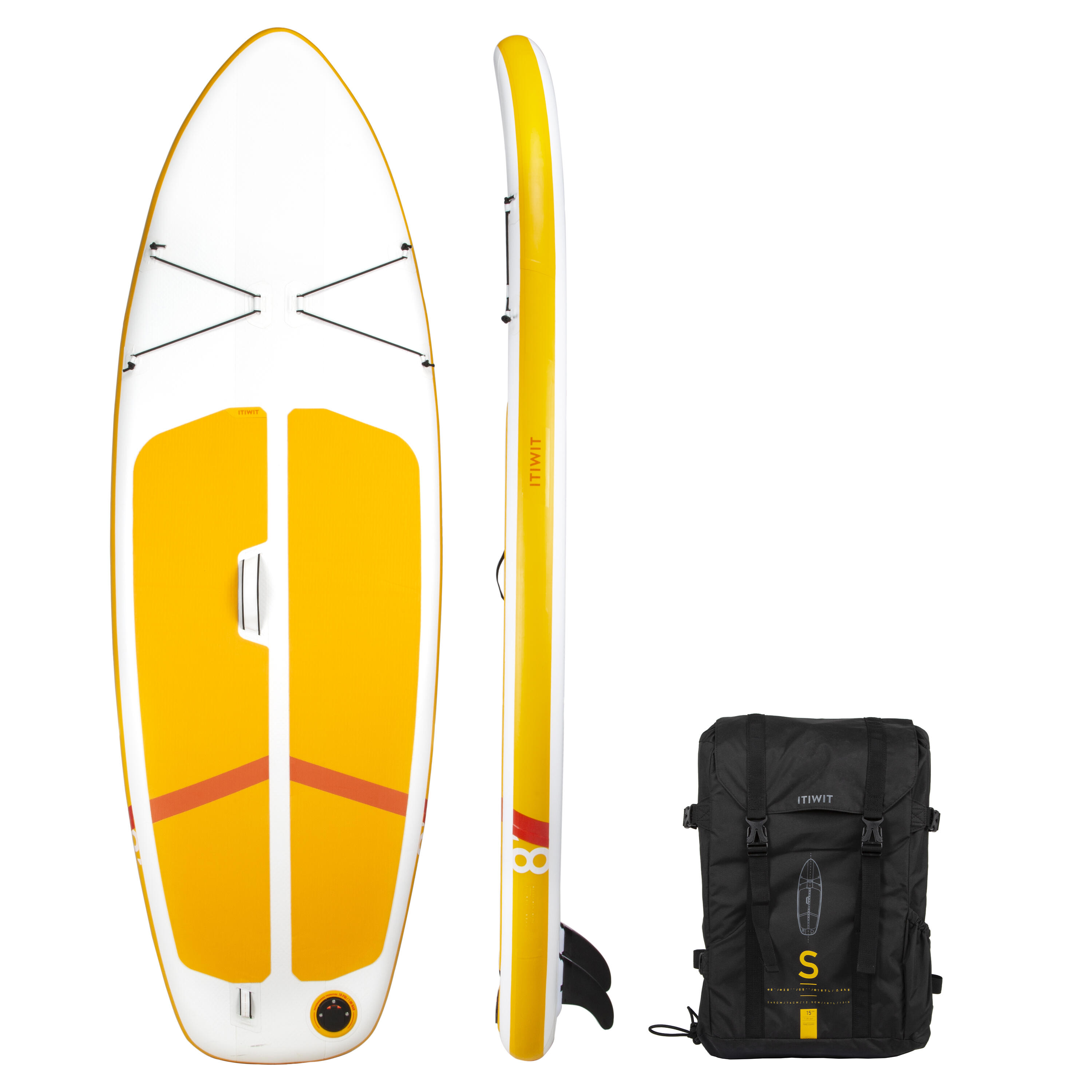 ITIWIT SUP-Board Stand Up Paddle aufblasbar Compact Gr. S Einsteiger gelb/weiss EINHEITSGRÖSSE