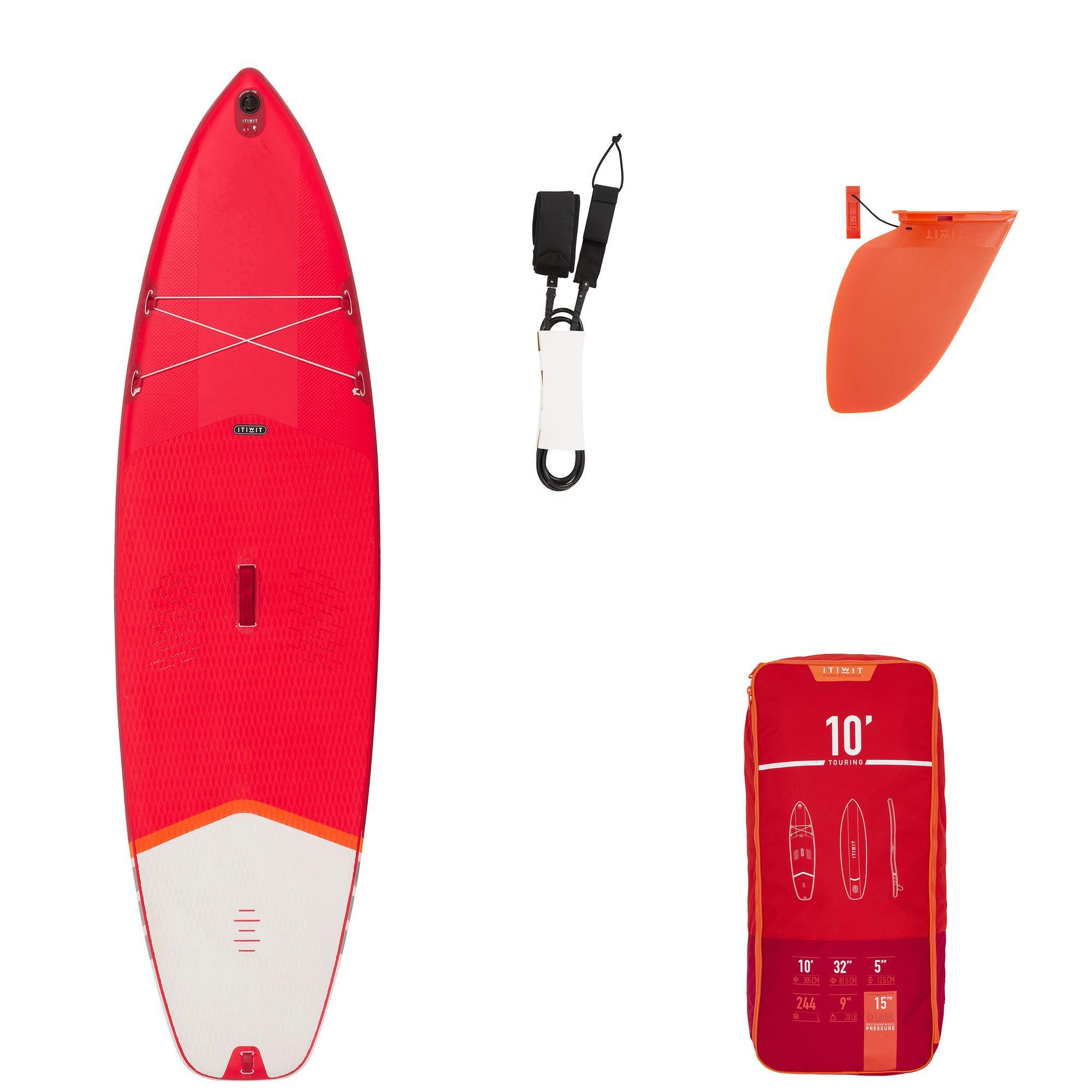 ITIWIT SUP-Board Stand Up Paddle aufblasbar X100 Touring Einsteiger 10' rot EINHEITSGRÖSSE