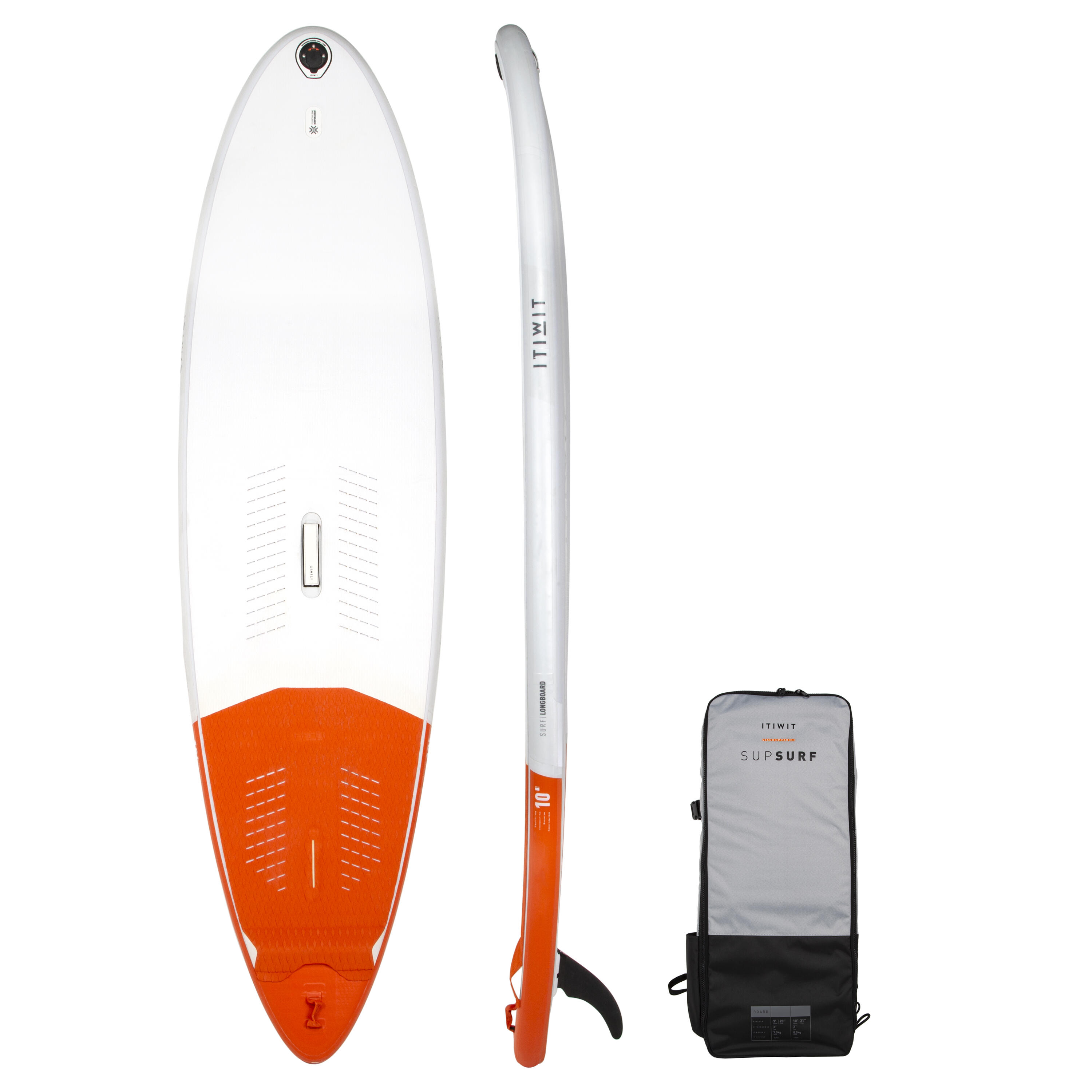 ITIWIT SUP-Board aufblasbar Stand Up Paddle Longboard Surfen 500 10' 140 L weiss EINHEITSGRÖSSE