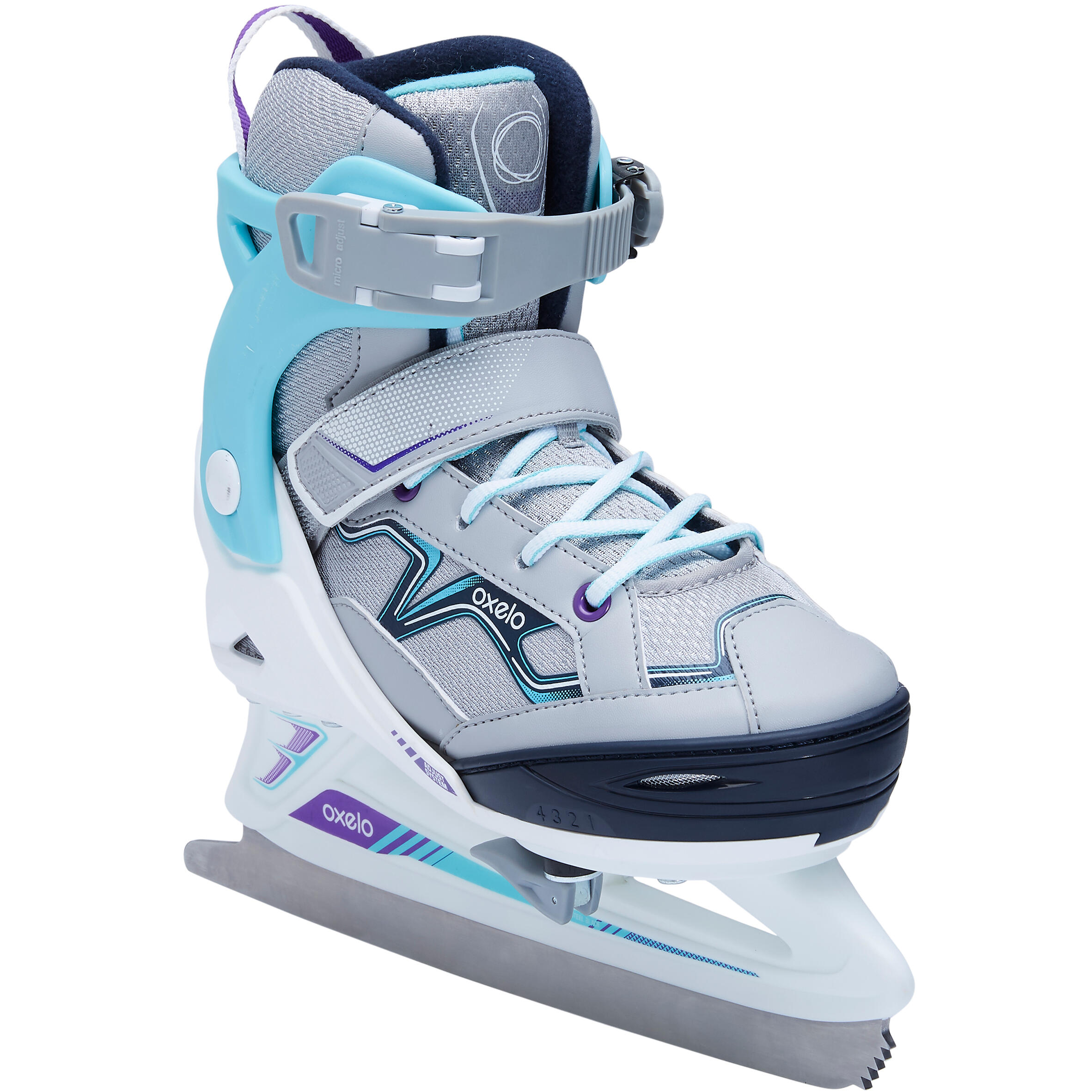 OXELO Schlittschuhe Fit 100 Kinder grau/tÃ¼rkis 29/32