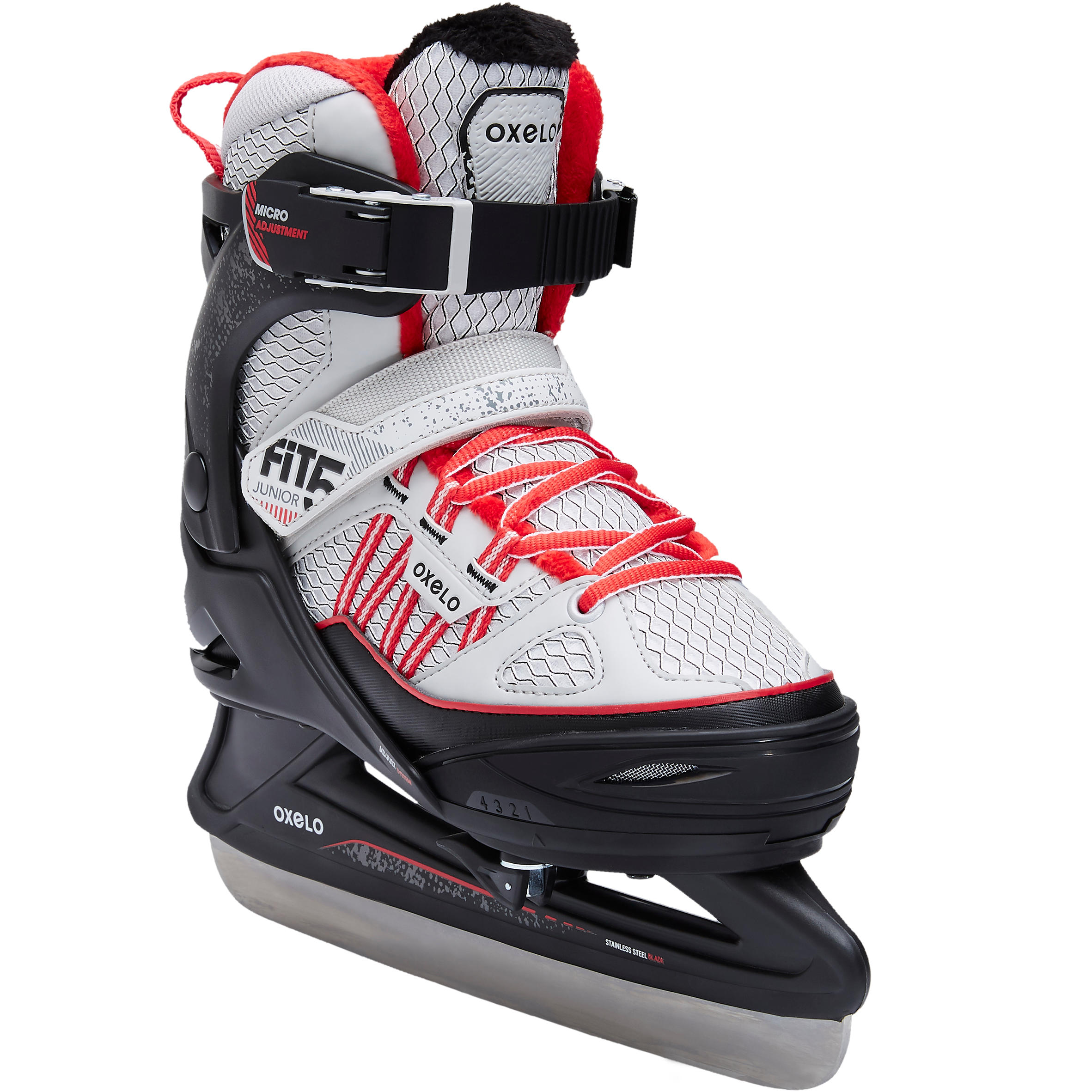 OXELO Schlittschuhe Fit 500 Kinder grau/rot 40