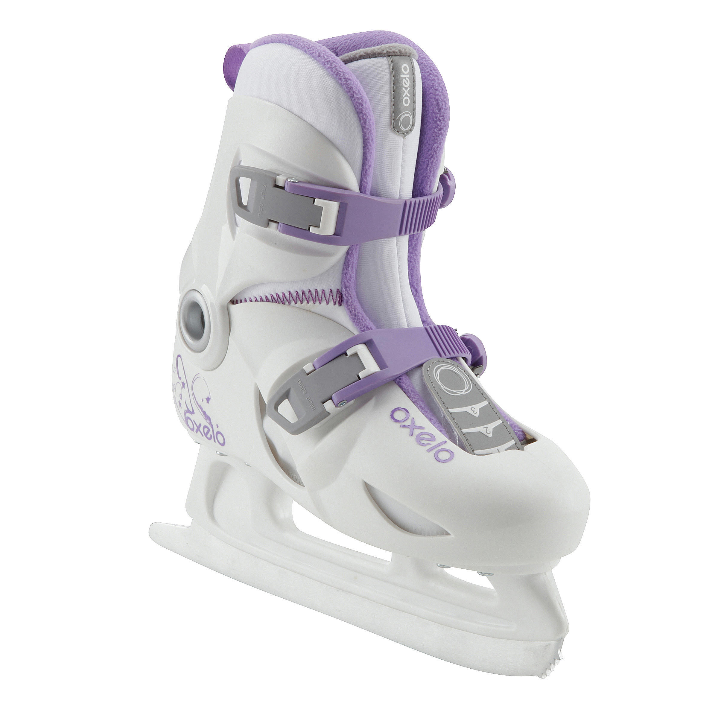 OXELO Schlittschuhe Play 3 Kinder grÃ¶ÃŸenverstellbar weiÃŸ/lila 32/34