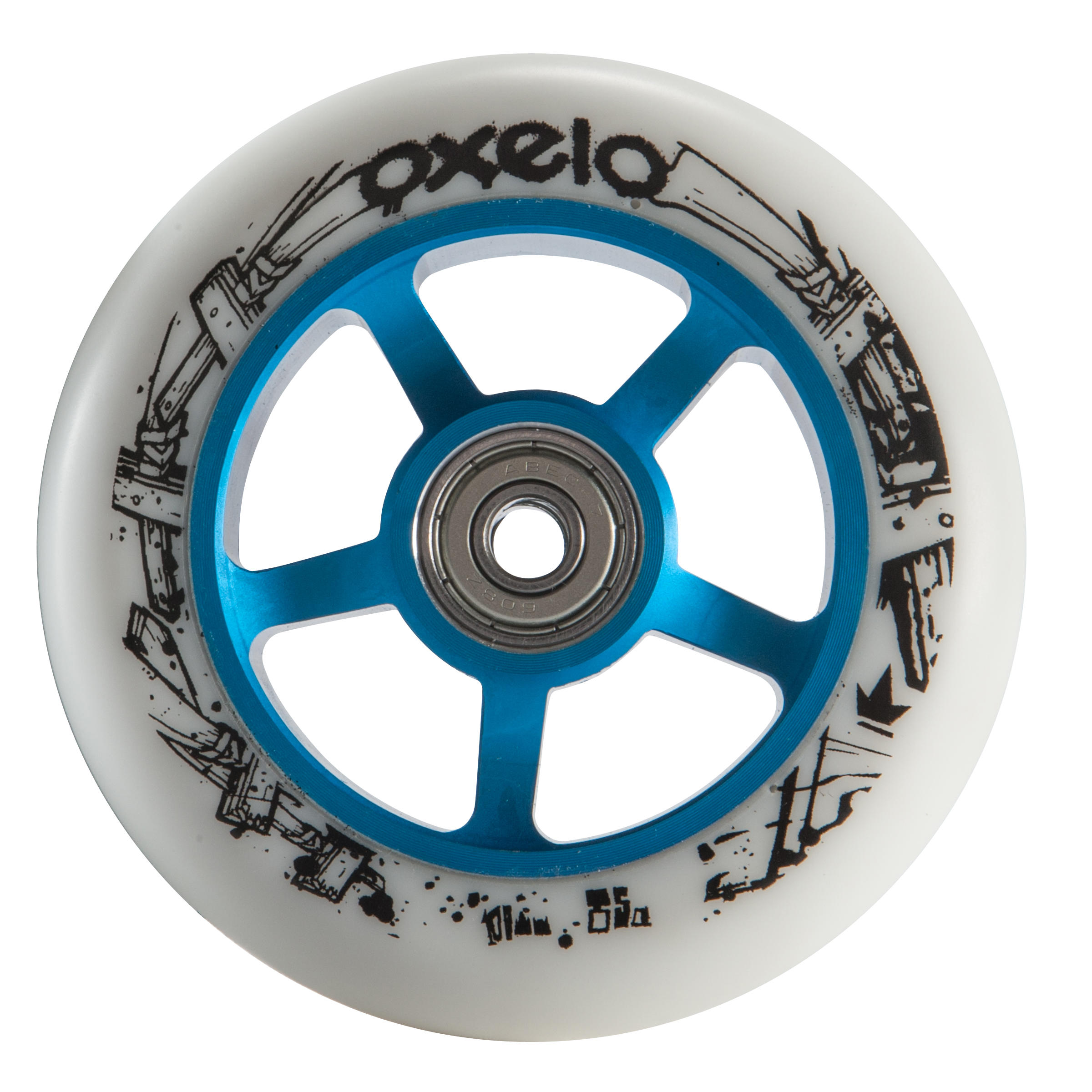 OXELO Scooter-Rolle Freestyle Alu-Core PU 100 mm blau/weiss EINHEITSGRÖSSE