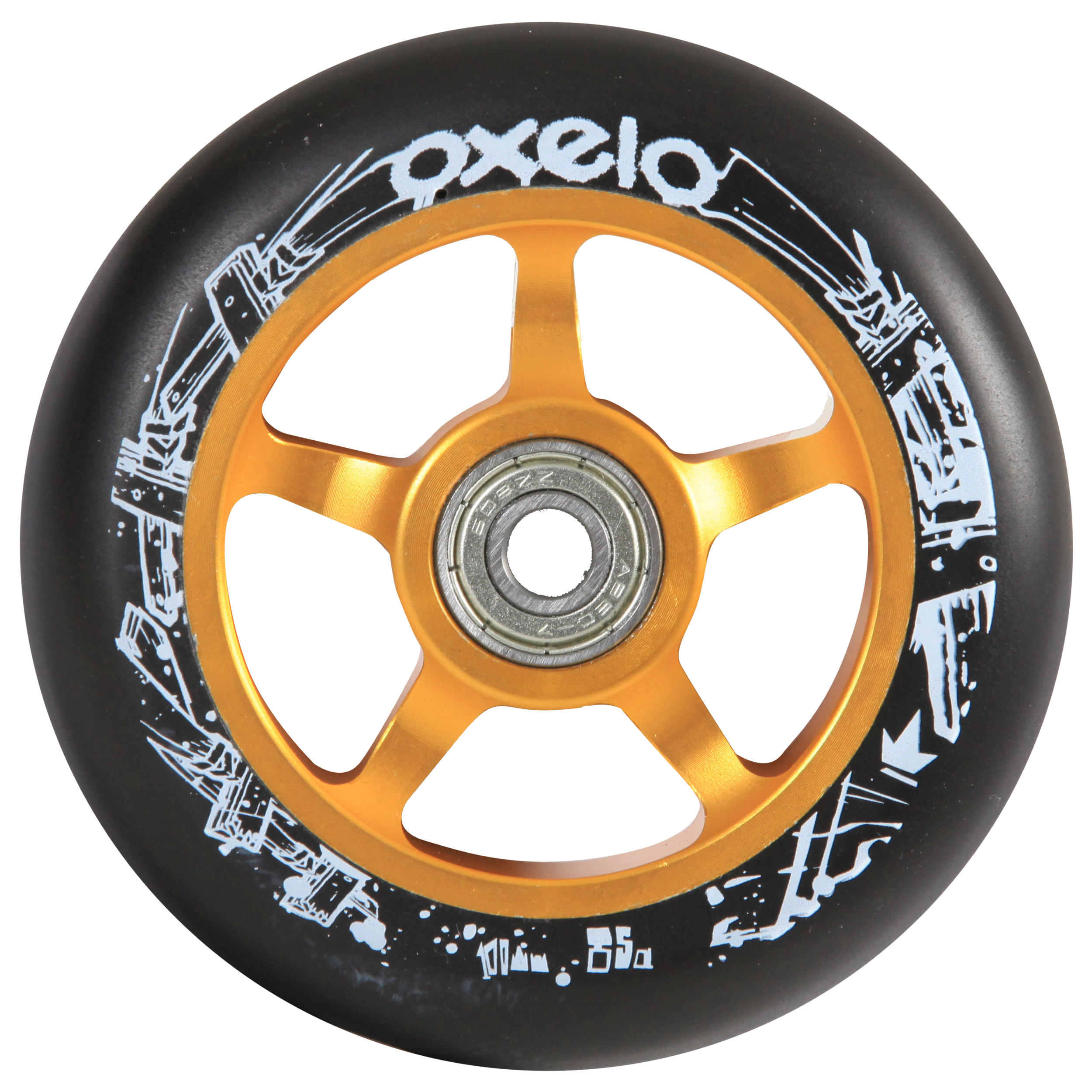 OXELO Scooter-Rolle Freestyle Alu-Core PU 100Â mm gold/schwarz EINHEITSGRÃ–SSE
