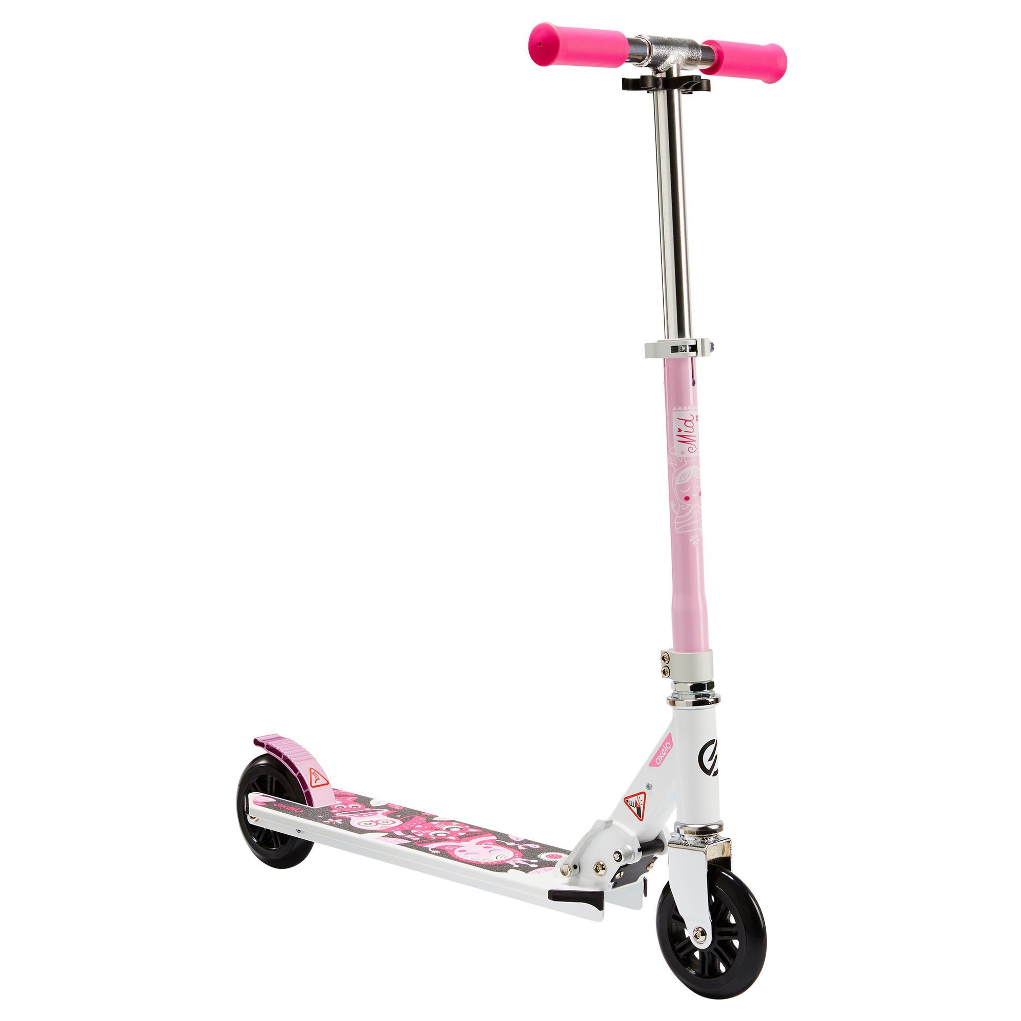 OXELO Scooter Roller Kinder Mid 1 weiss/rosa ALU