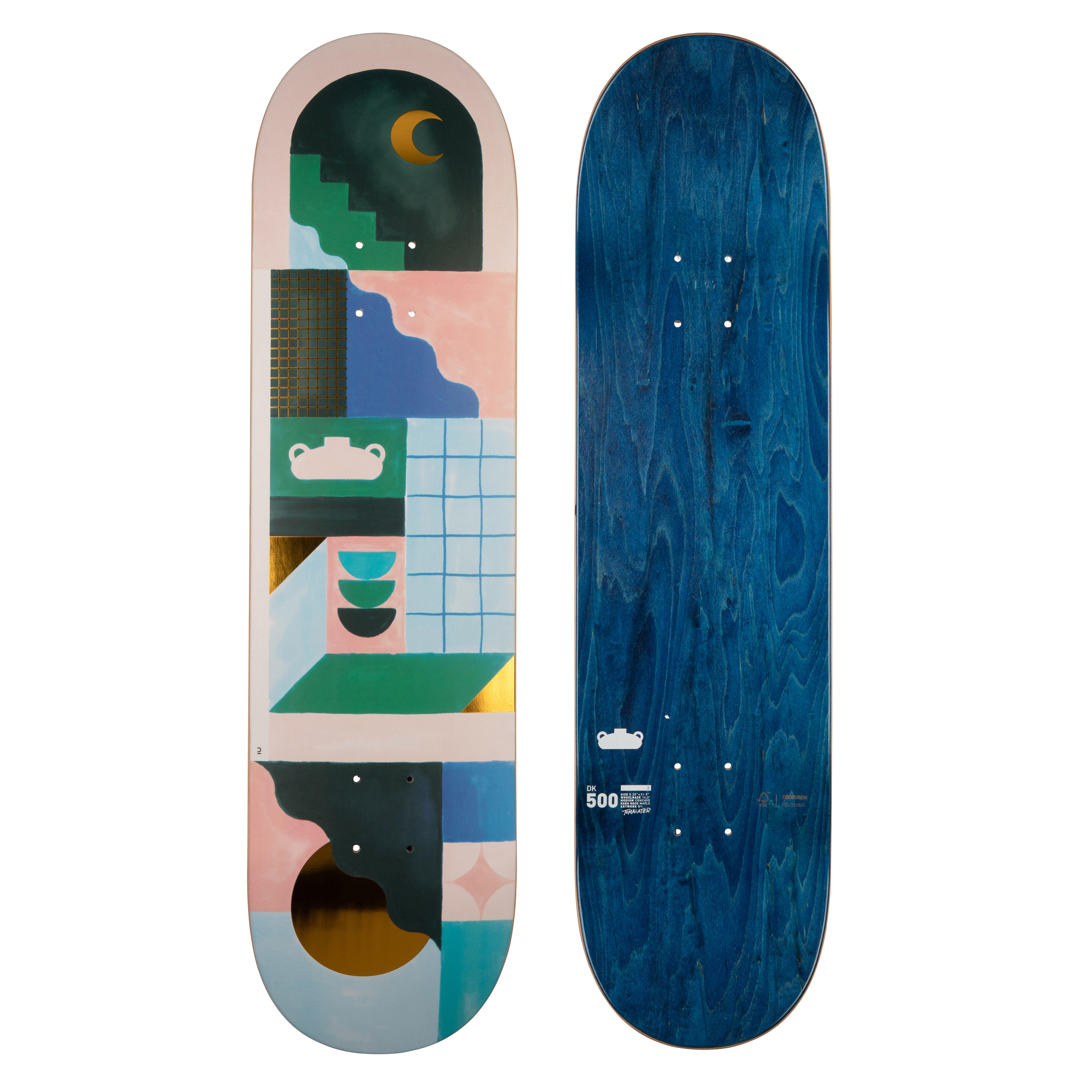 OXELO Skateboard Deck Ahornholz DK500 Popsicle 8,25
