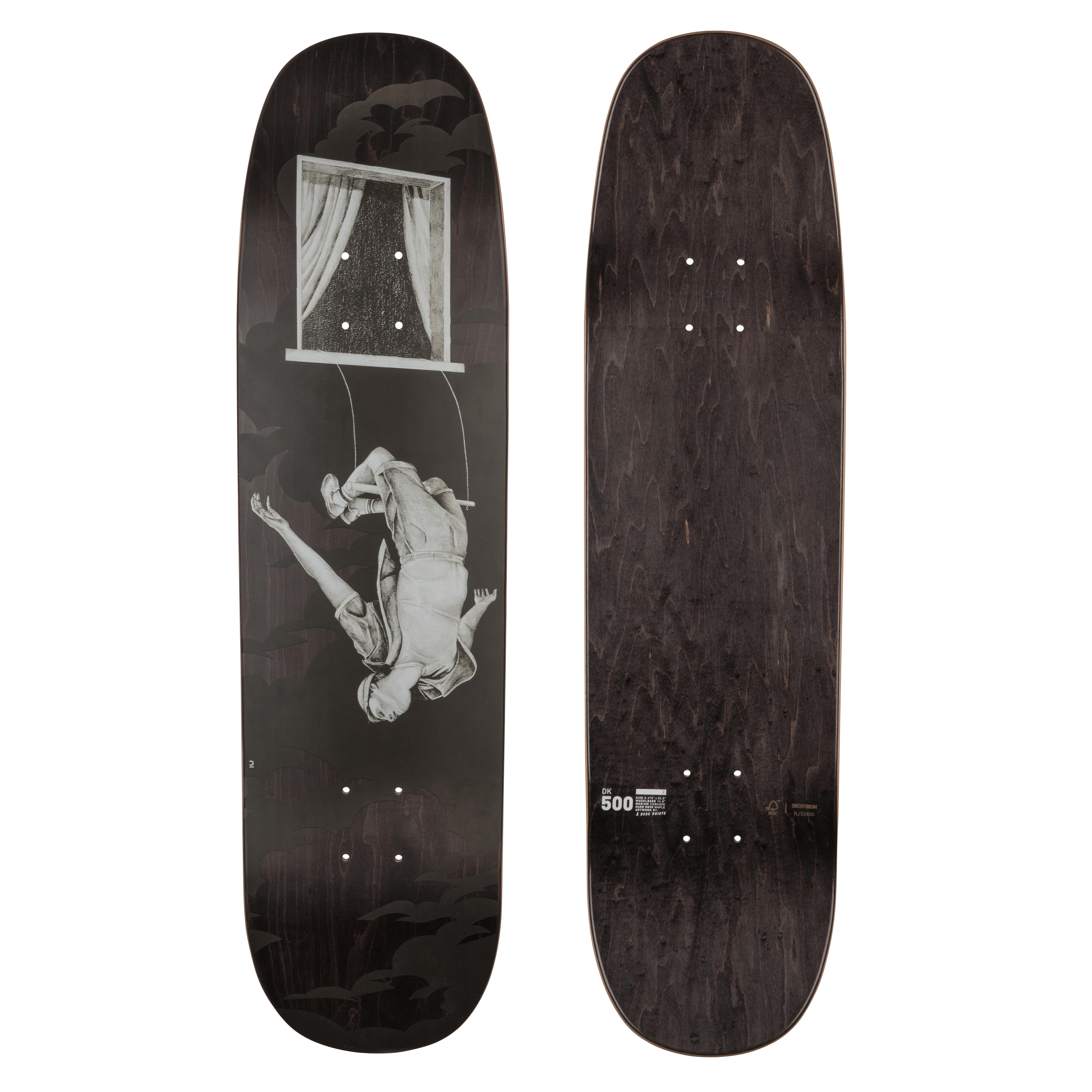 OXELO Skateboard Deck Ahornholz DK500 Shaped 8,75