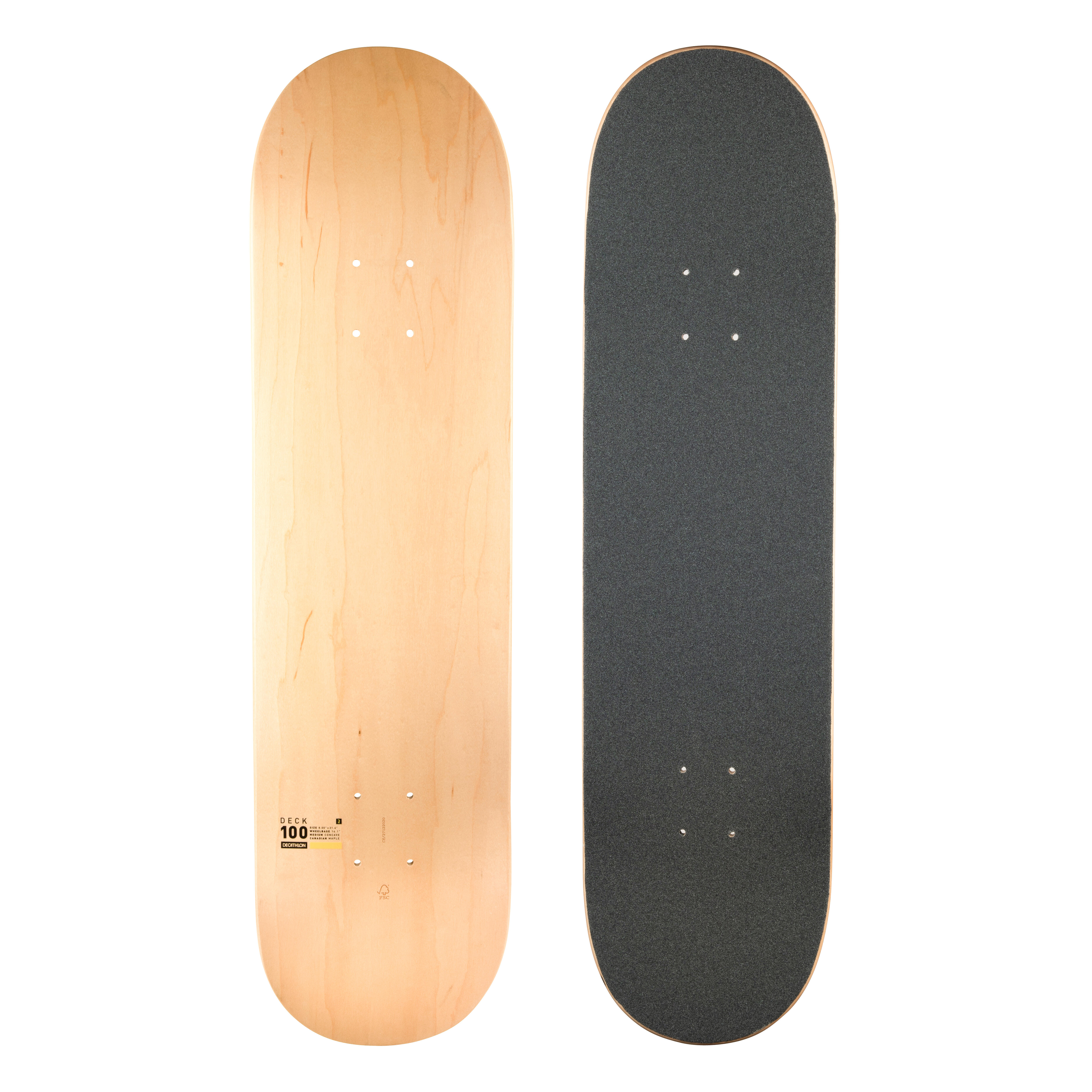 OXELO Skateboard Deck Ahornholz mit Griptape DK100 Grösse 8