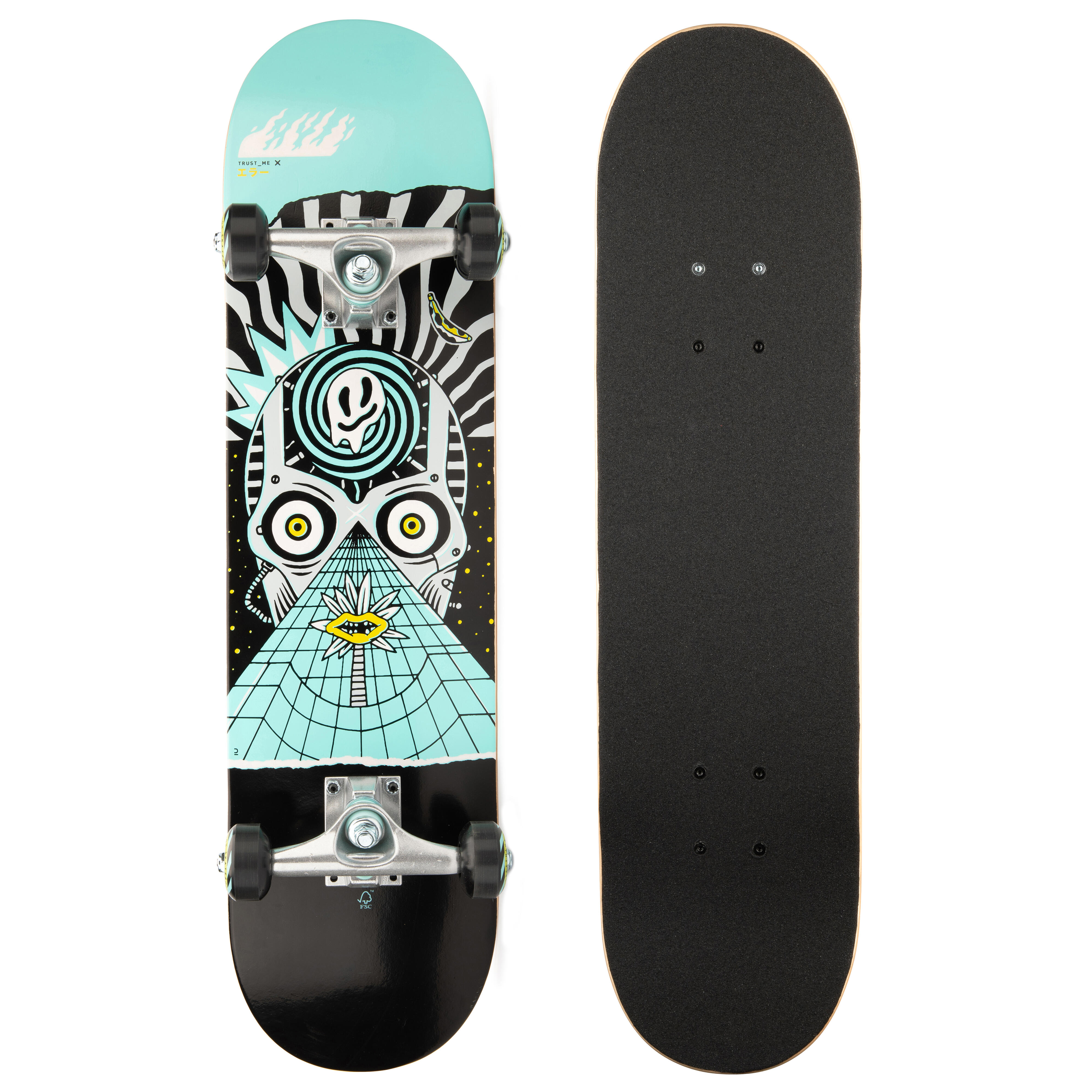 OXELO Skateboard Deck Kinder 8-12 Jahre CP100 Mid Cosmic 7,6