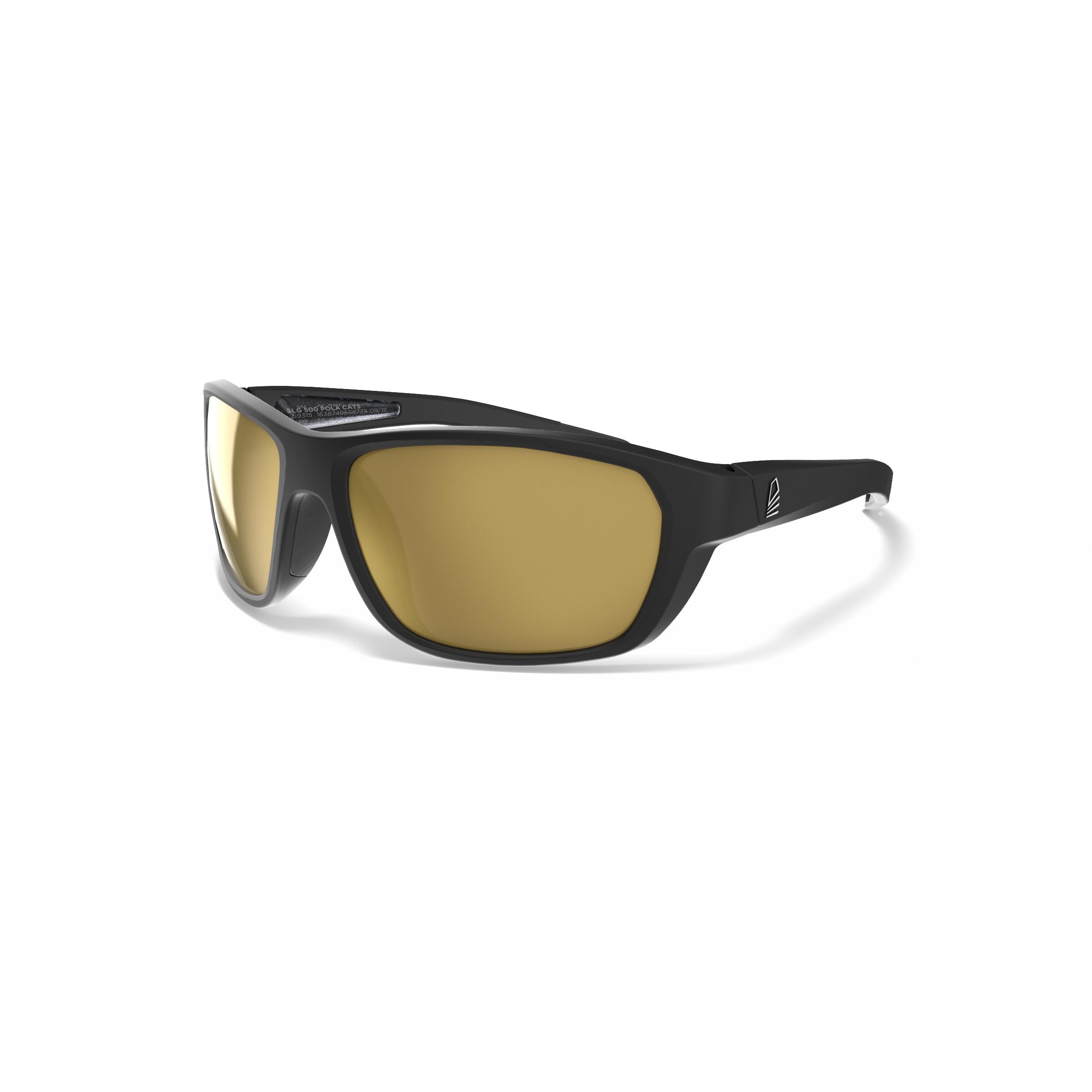 TRIBORD Sonnenbrille Segeln Damen/Herren polarisierend schwimmfähig 500 Grösse S schwarz/gold EINHEITSGRÖSSE