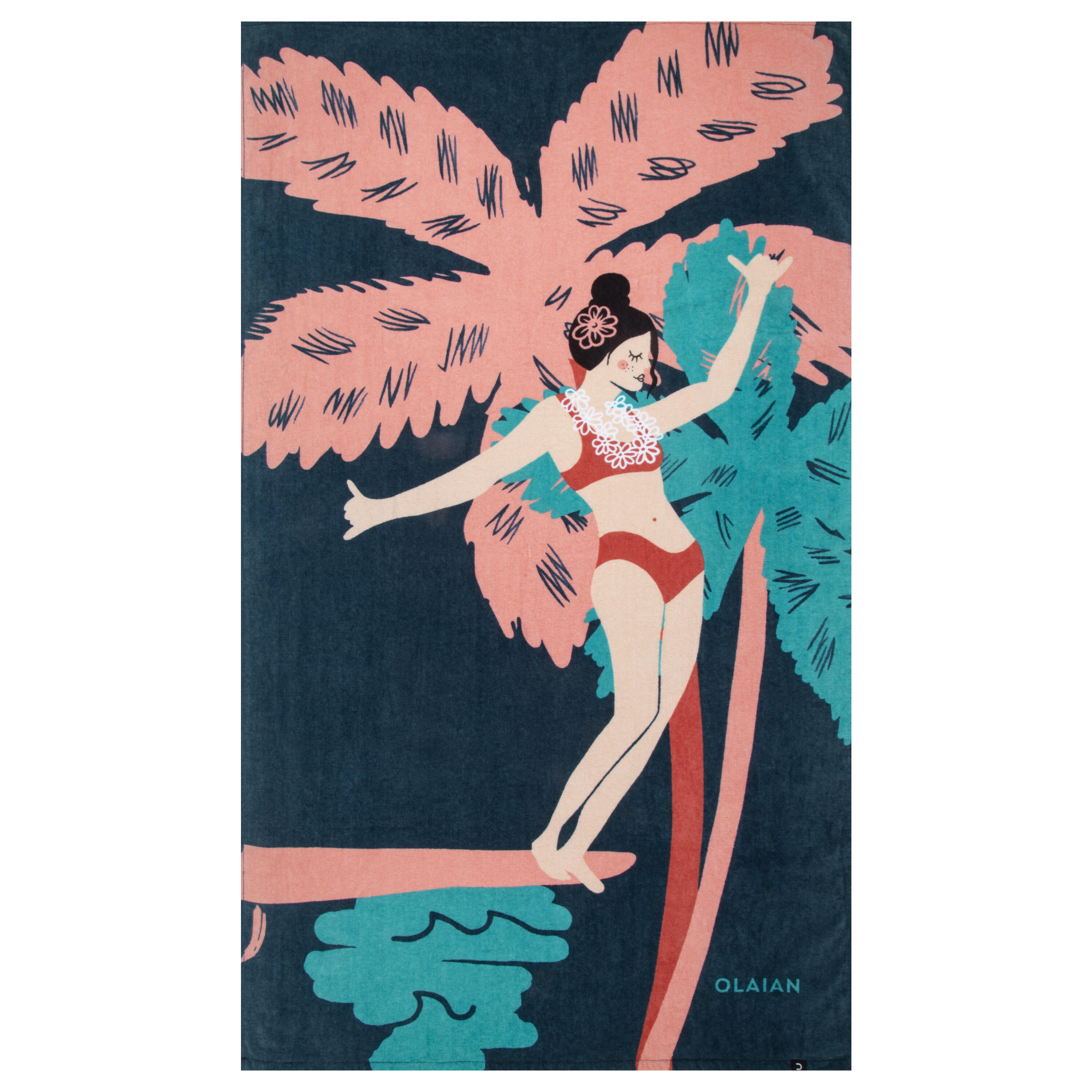 OLAIAN Strandhandtuch Lsurf 145 × 85 cm petrol/rosa/türkis