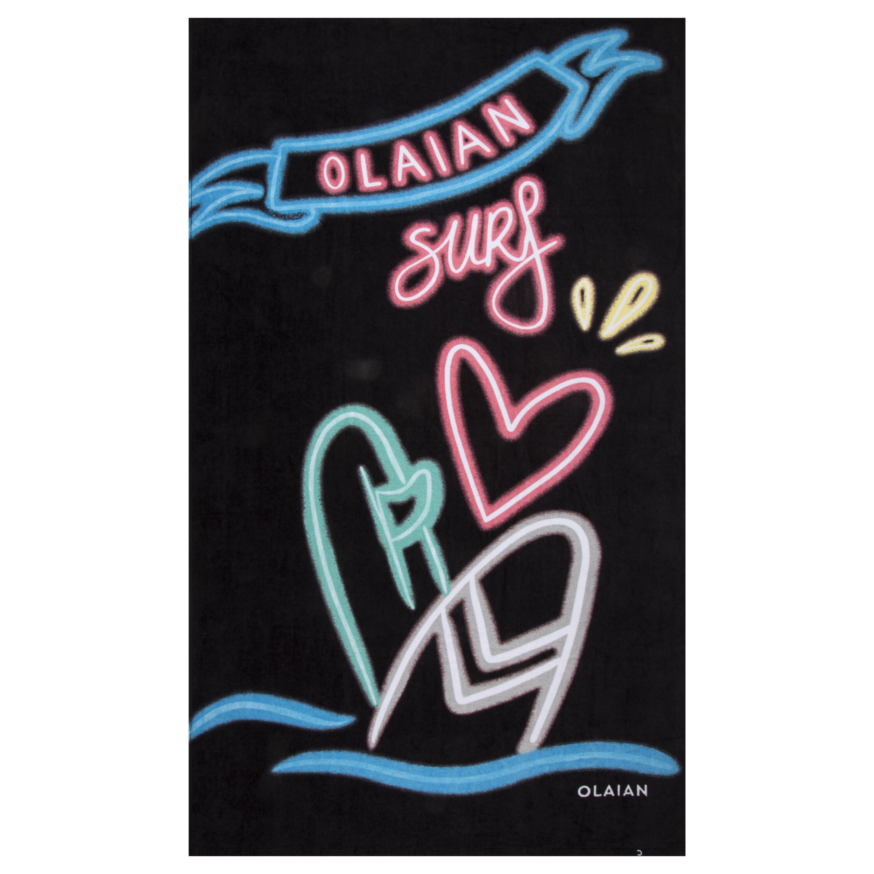 OLAIAN Strandhandtuch Neon 145 Ã— 85Â cm schwarz/tÃ¼rkis/pink EINHEITSGRÃ–SSE