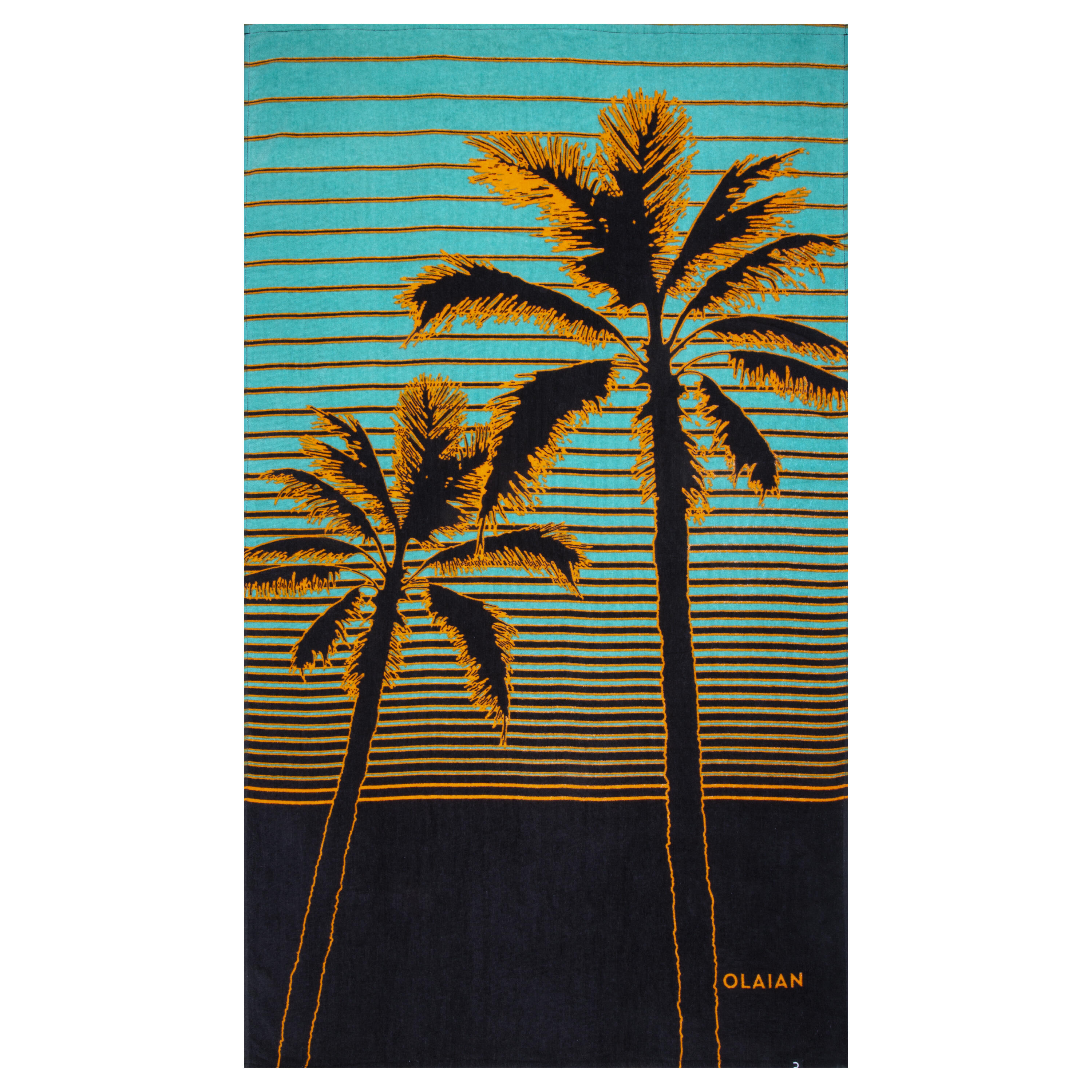 OLAIAN Strandhandtuch Palmline 145 Ã— 85Â cmschwarz/blau/orange EINHEITSGRÃ–SSE