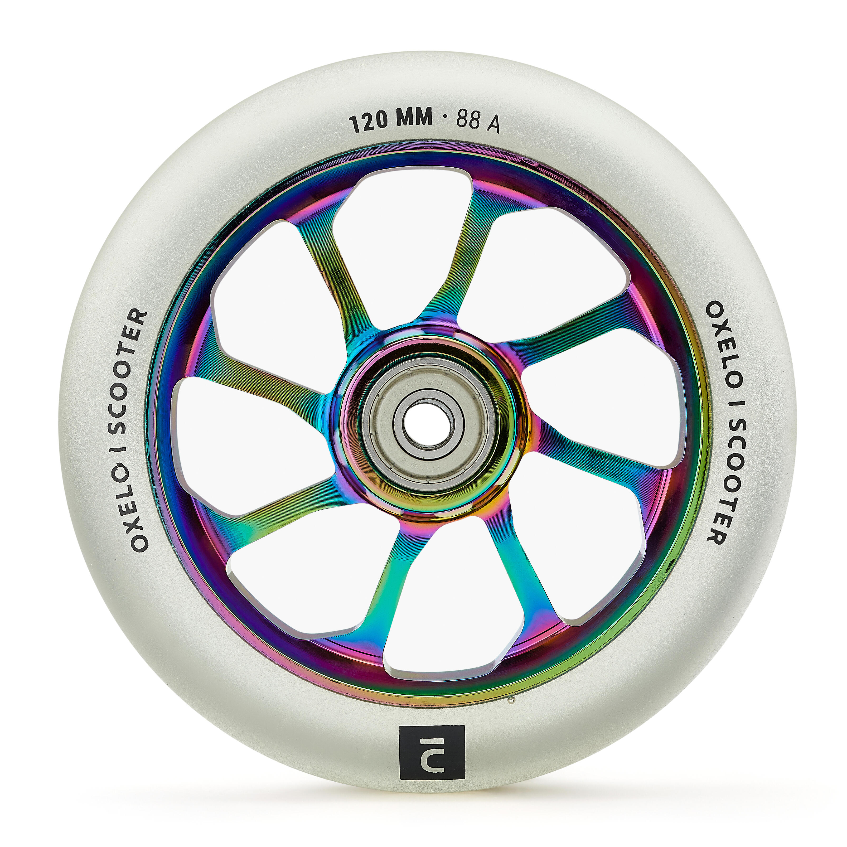 OXELO Stunt Scooter Rolle Alu-Core Neochrom PU 120Â mm transparent EINHEITSGRÃ–SSE
