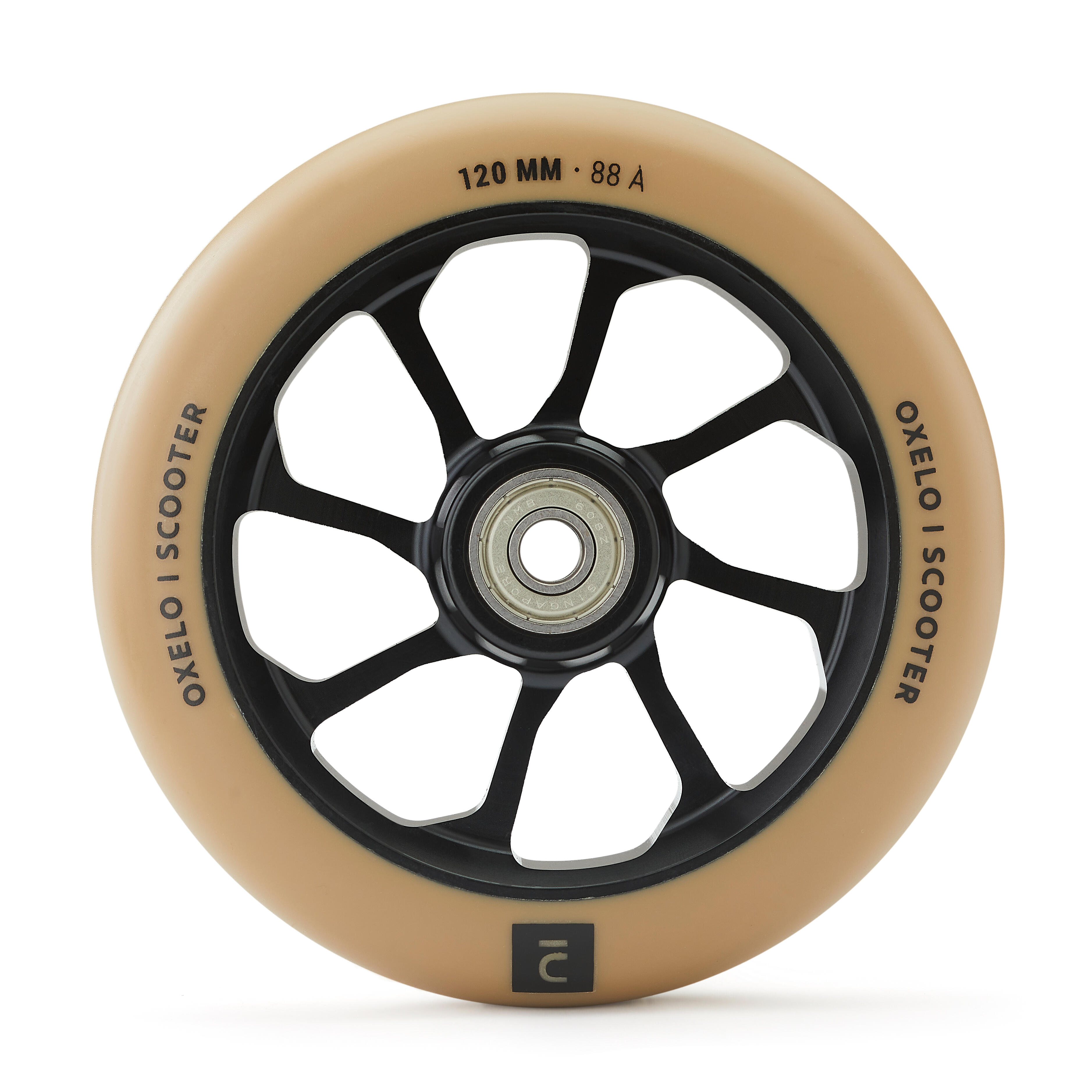 OXELO Stunt Scooter Rolle Alu-Core schwarz PU 120 mm beige EINHEITSGRÃ–SSE