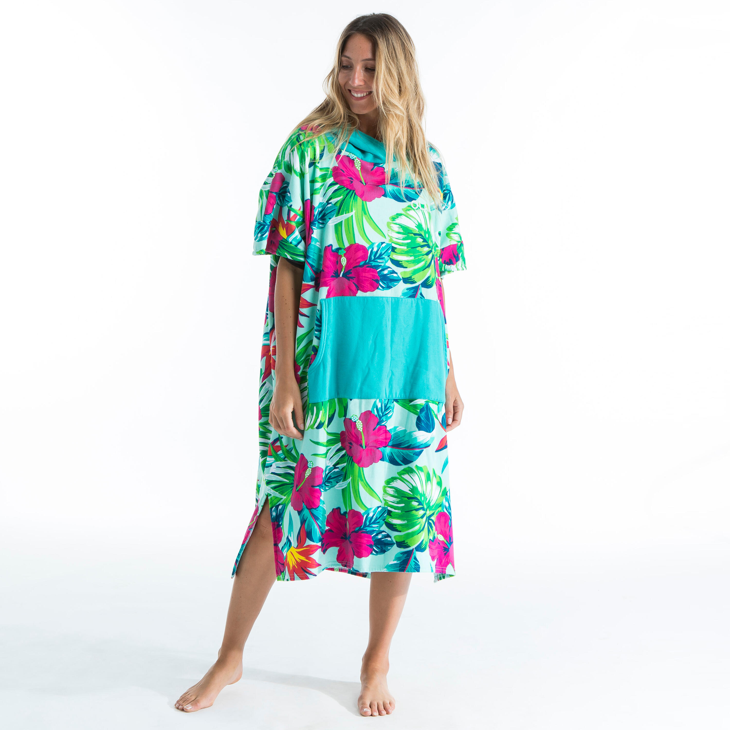 OLAIAN Surf-Poncho 500 Damen/Herren Print Bora EINHEITSGRÃ–SSE