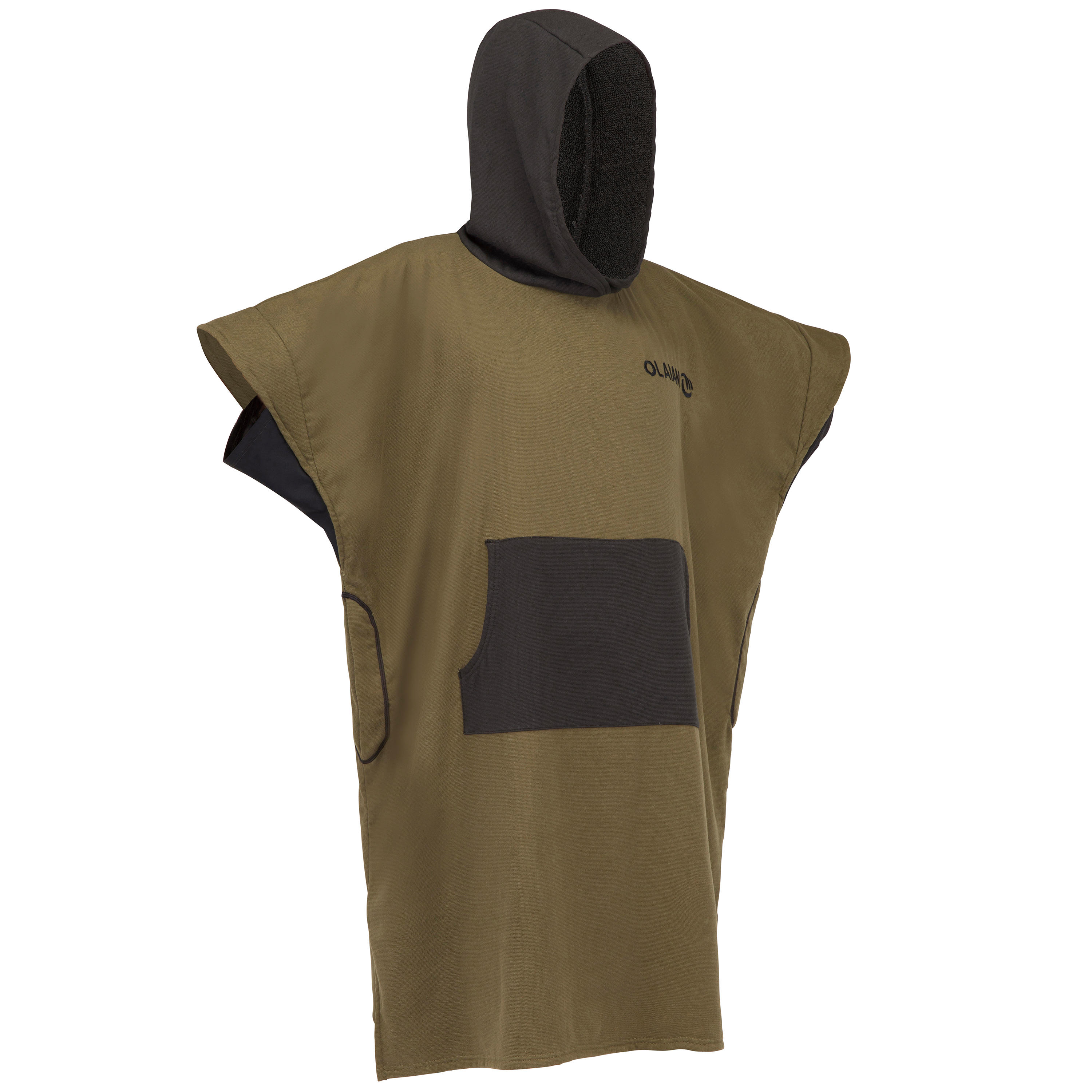 OLAIAN Surf-Poncho Damen/Herren 500 khaki/schwarz EINHEITSGRÃ–SSE
