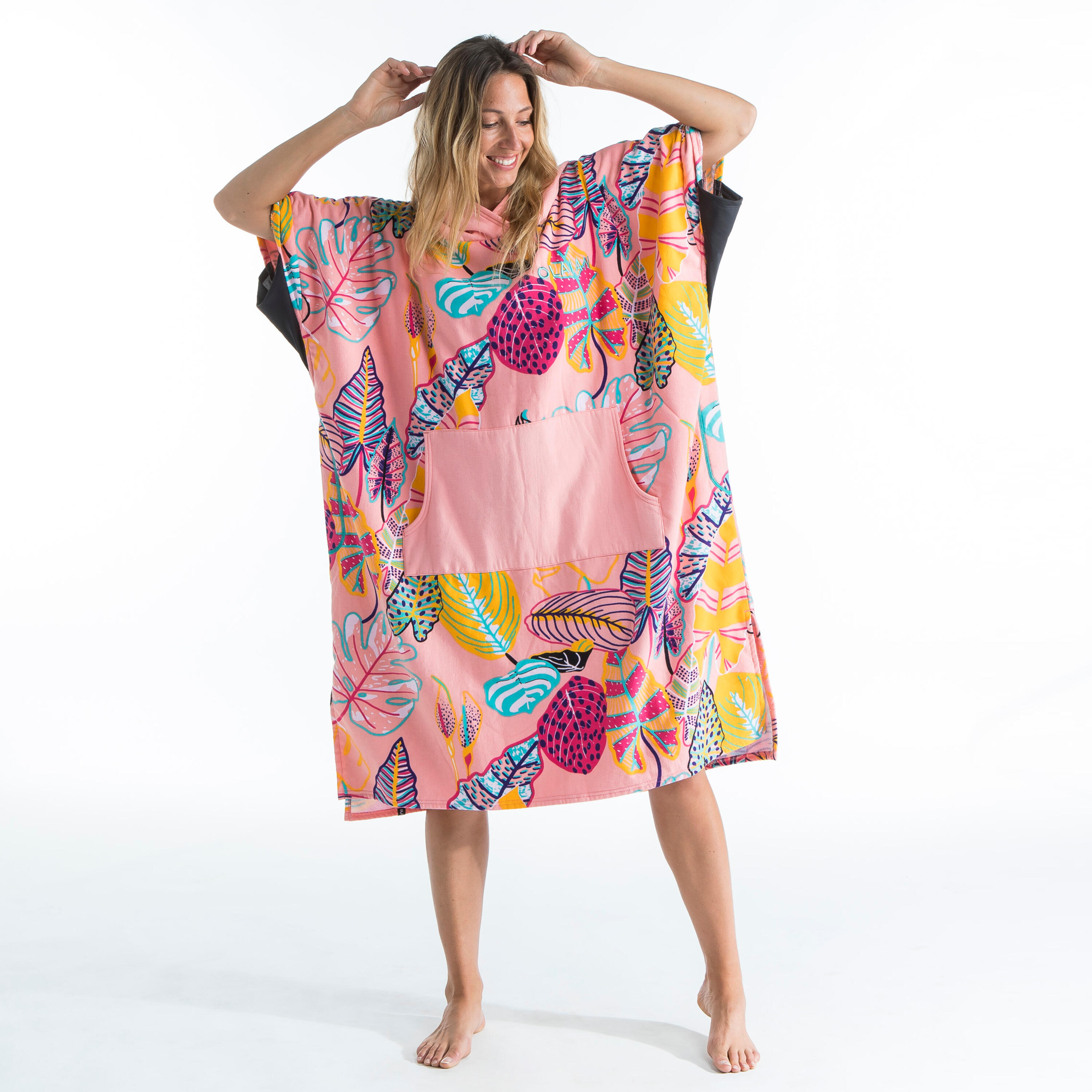 OLAIAN Surf-Poncho Damen/Herren 500 rosa/bunt