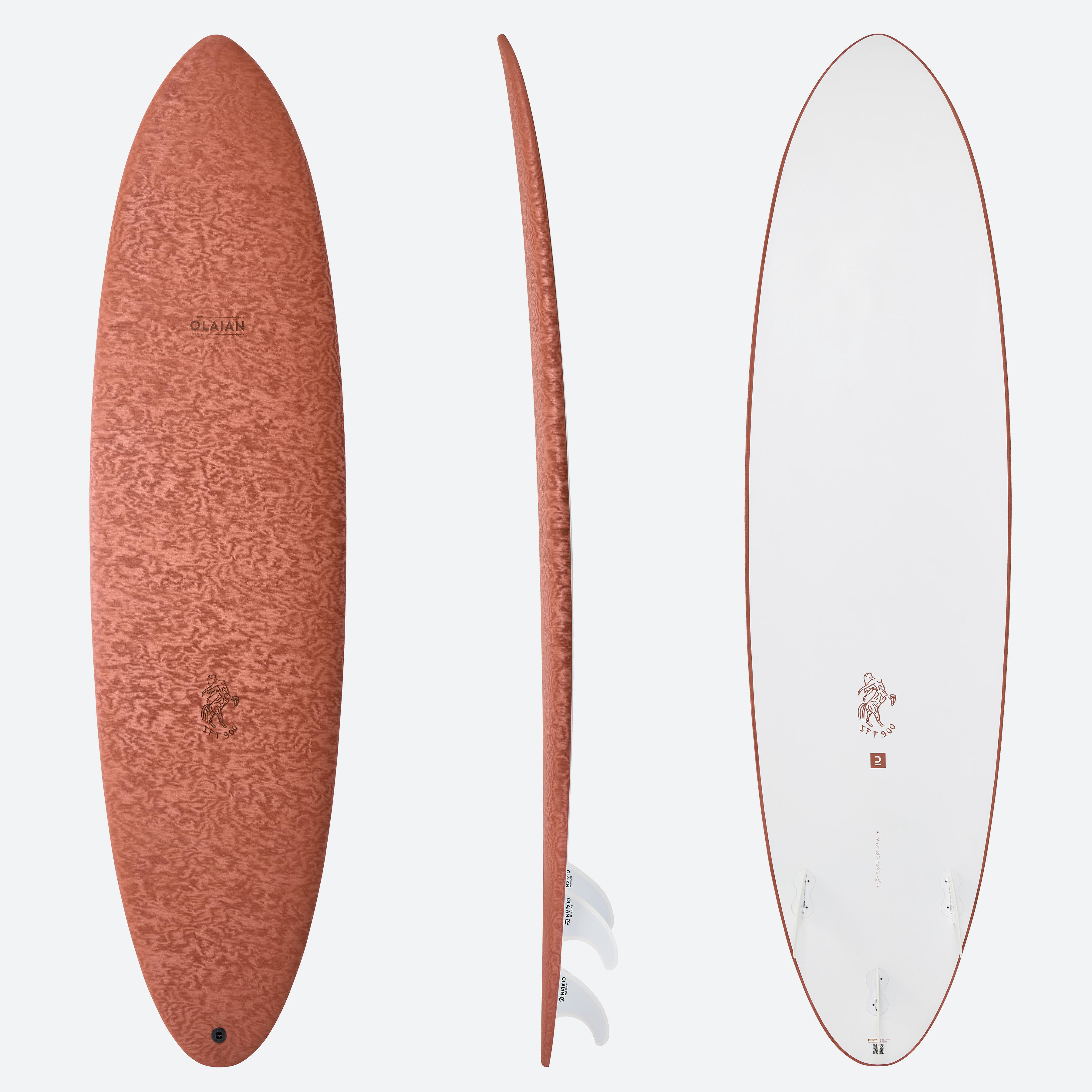 OLAIAN Surfboard 900 Epoxy Soft 7' mit 3 Finnen EINHEITSGRÖSSE