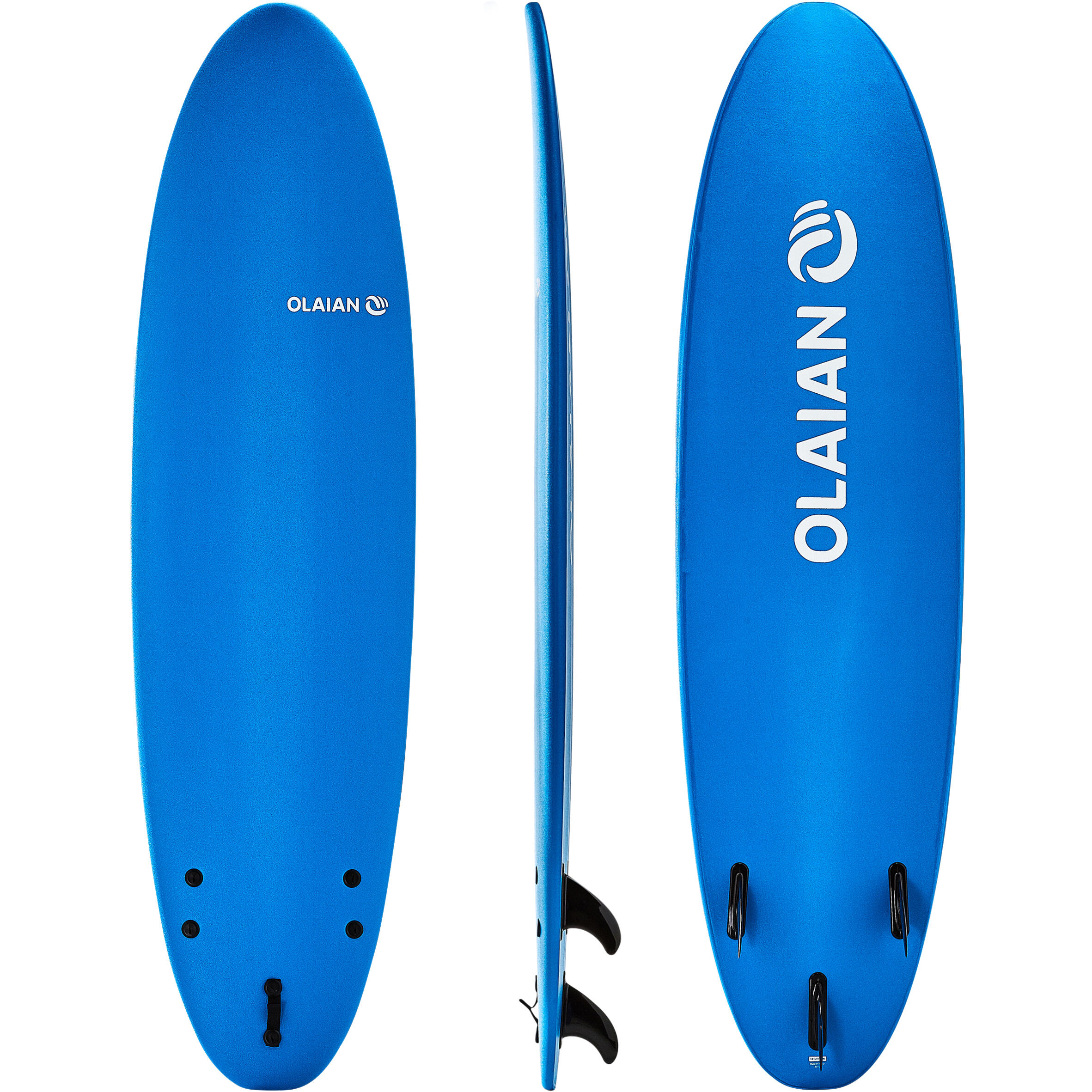 OLAIAN Surfboard Schaumstoff 100 7' inkl. Leash und 3 Finnen EINHEITSGRÃ–SSE