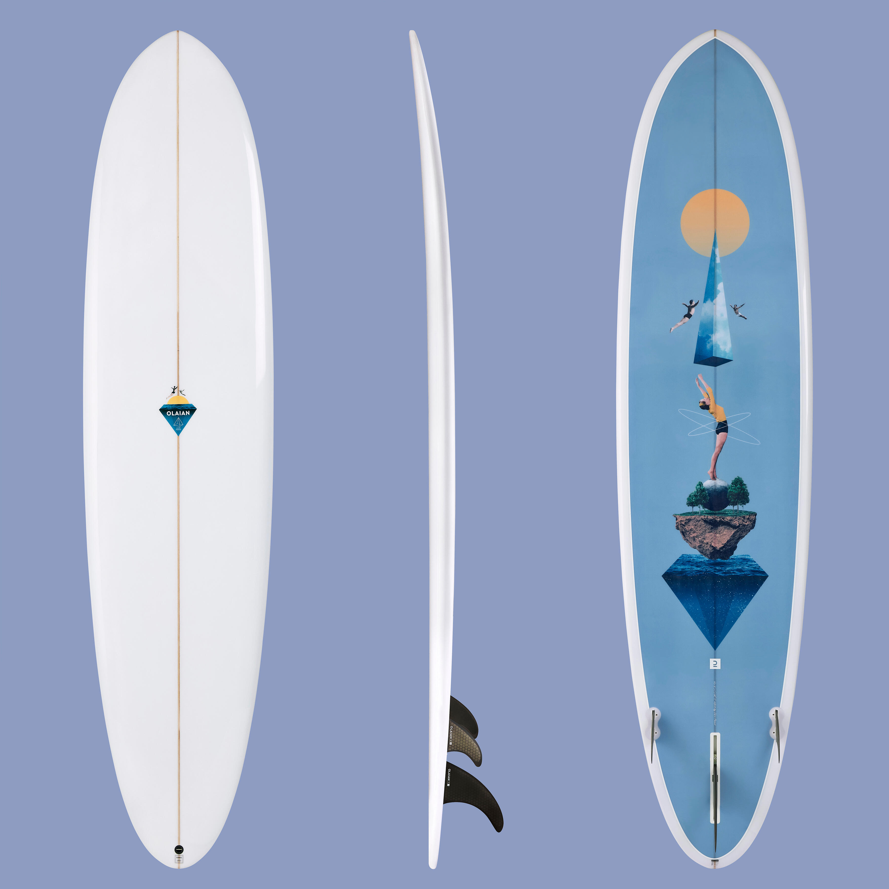 OLAIAN Surfboard mit Finnen limitierte Serie Julien Pacaud 500 Hybrid 8' EINHEITSGRÖSSE
