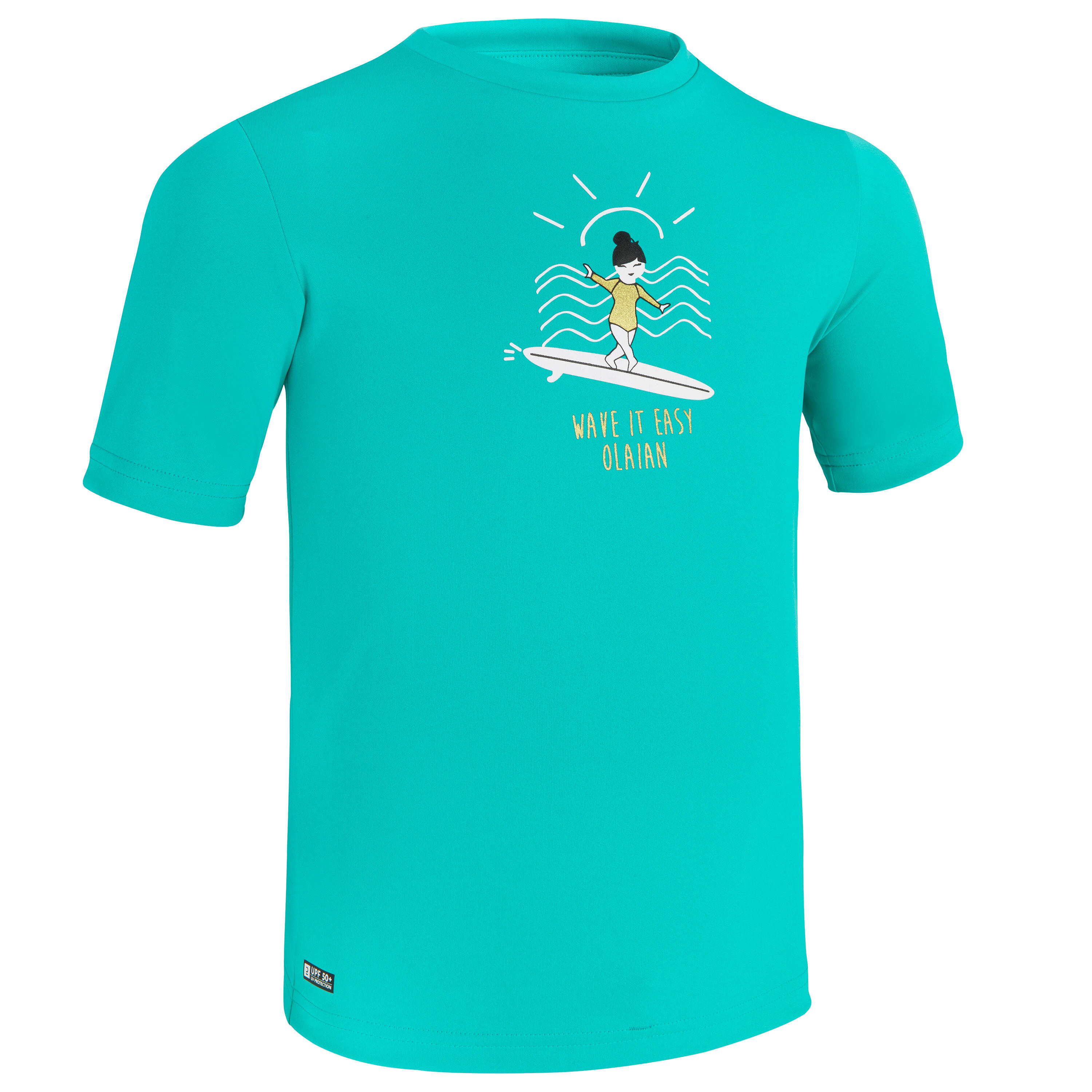 OLAIAN UV-Shirt Kinder UV-Schutz 50+ türkisgrün/bedruckt 4 Jahre - Gr. 100