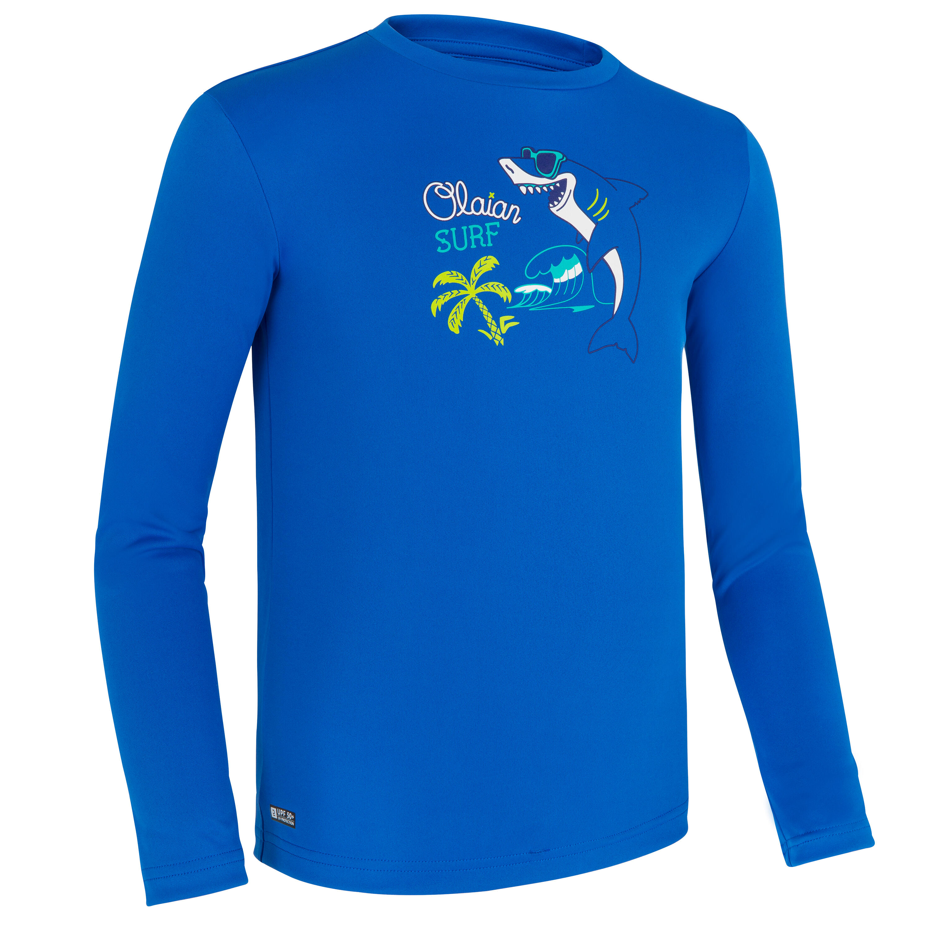 OLAIAN UV-Shirt langarm Kinder UV-Schutz 50+blau/bedruckt Gr. 104 - 4 Jahre