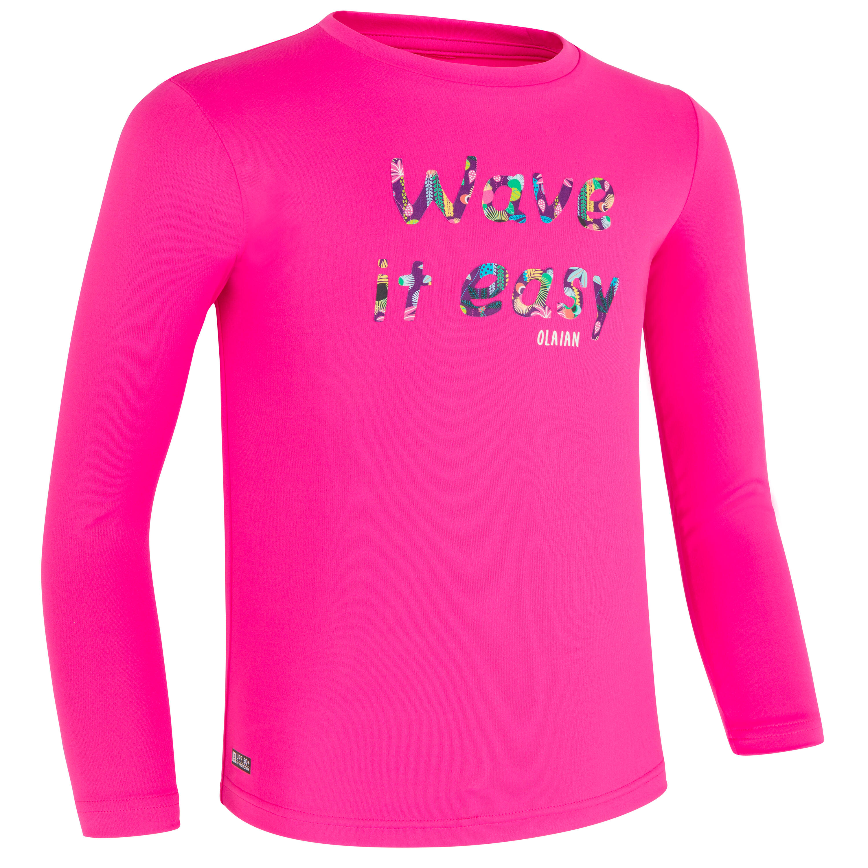 OLAIAN UV-Shirt langarm Kinder UV-Schutz 50+ rosa/bedruckt 4 Jahre - Gr. 100