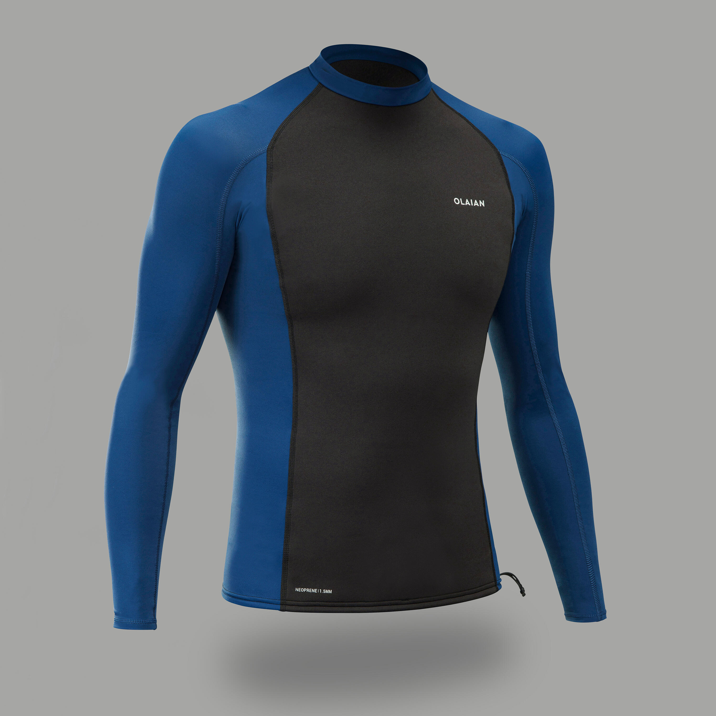 OLAIAN Uv-Shirt langarm Herren UV-Schutz 50+ Neopren Lycra schwarz/blau 2XL