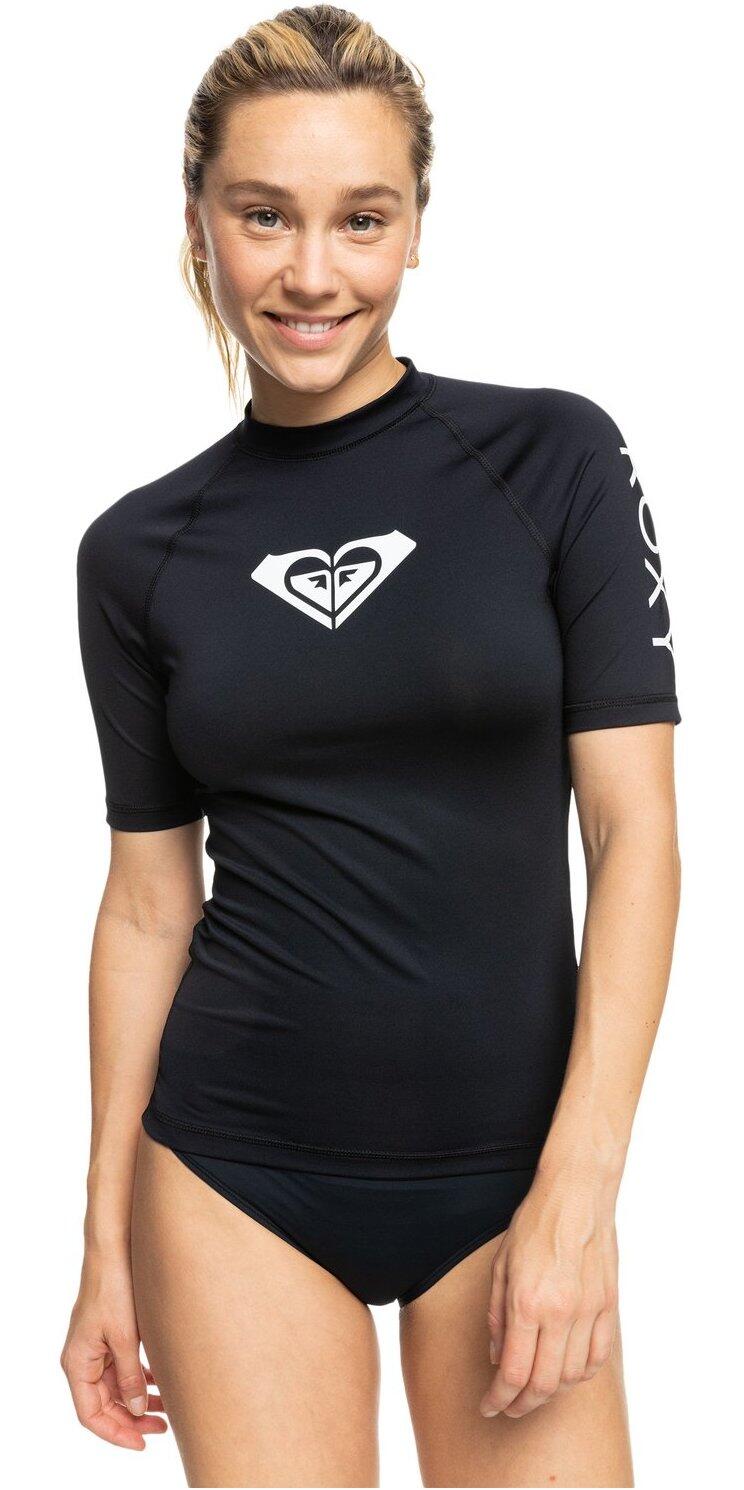 Roxy Kurzarm-Rashguard WHOLE HEARTED Schwarz Damen