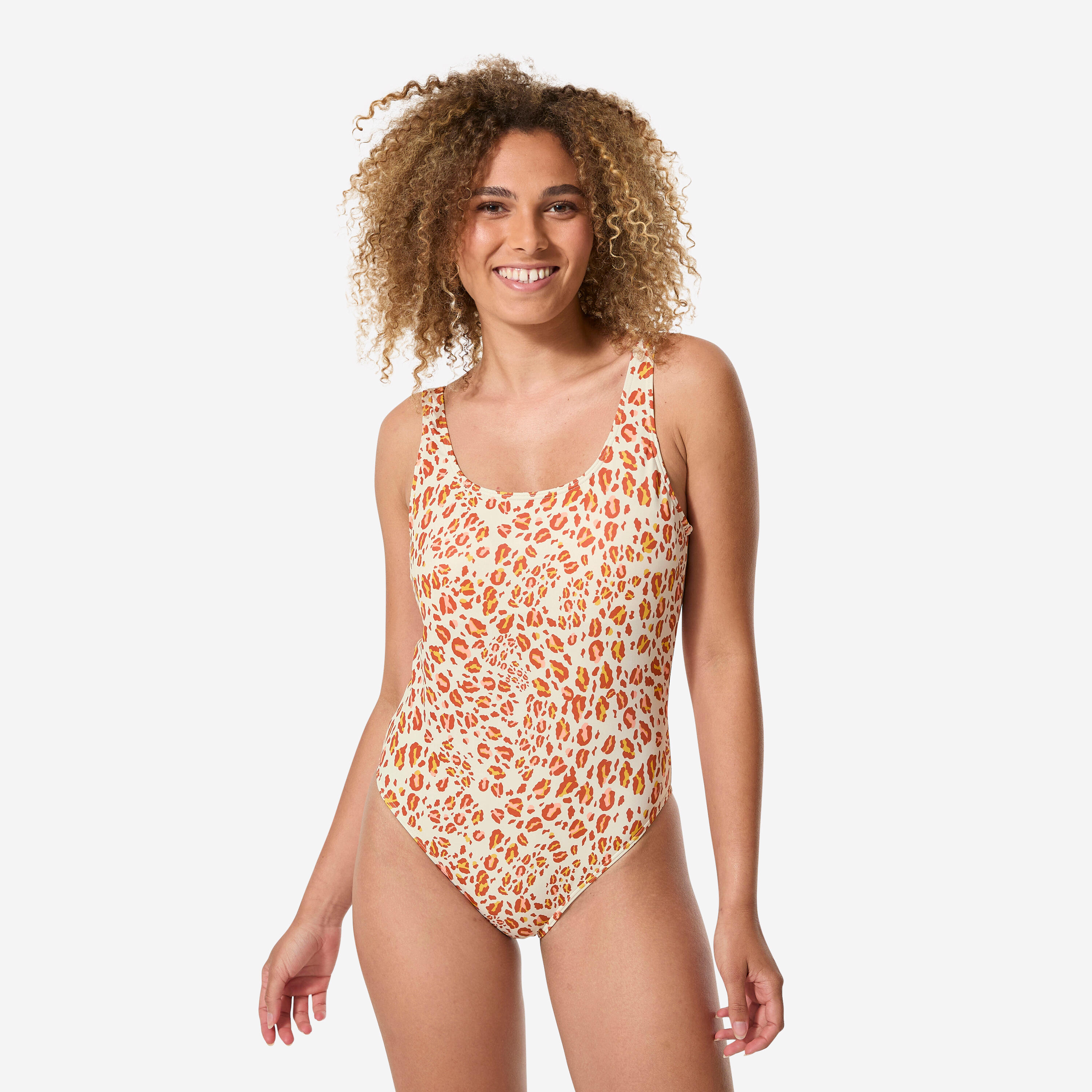 Decathlon Badeanzug Damen Aurely Leopard beige