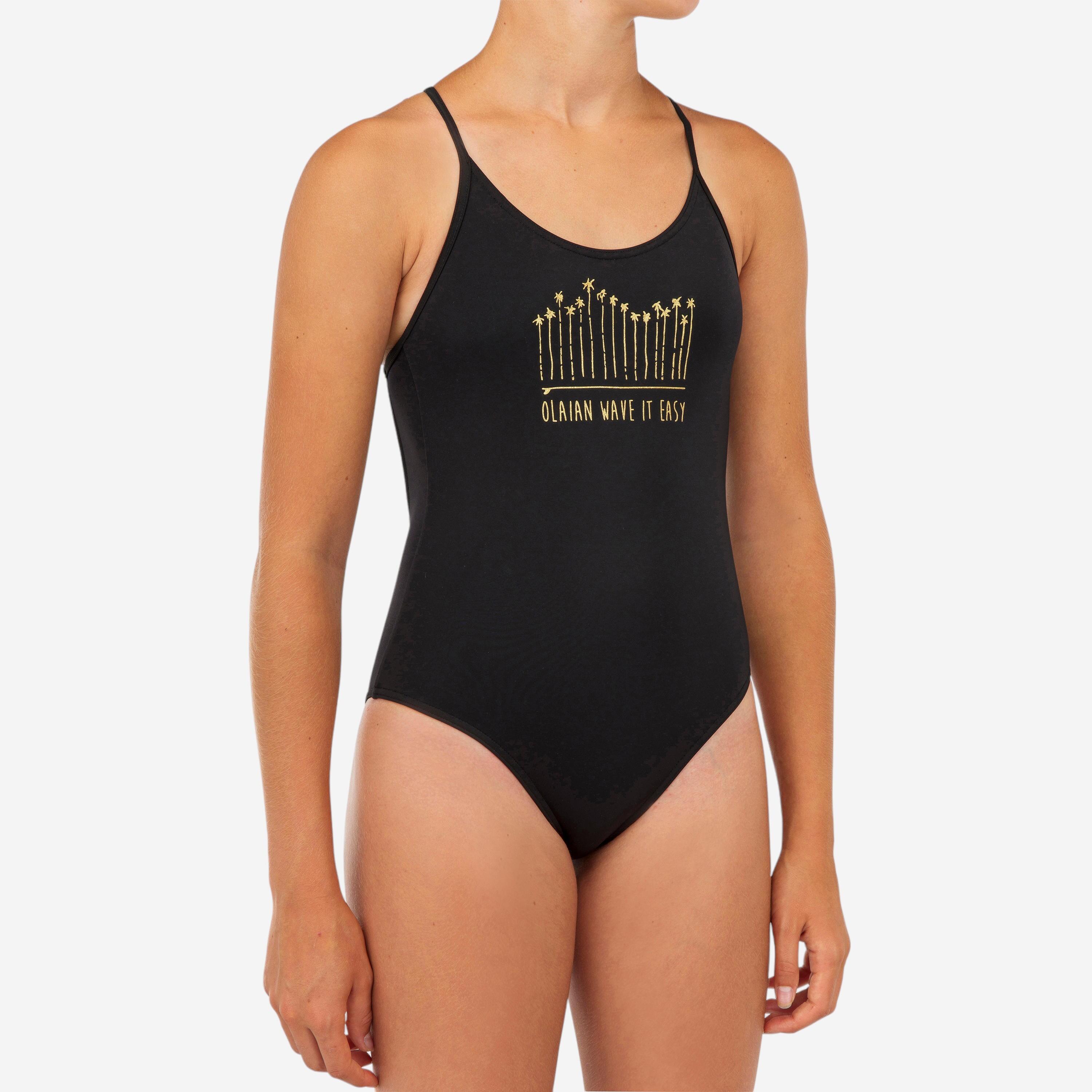 Decathlon Badeanzug Mädchen Einteiler Hiloe 100 schwarz